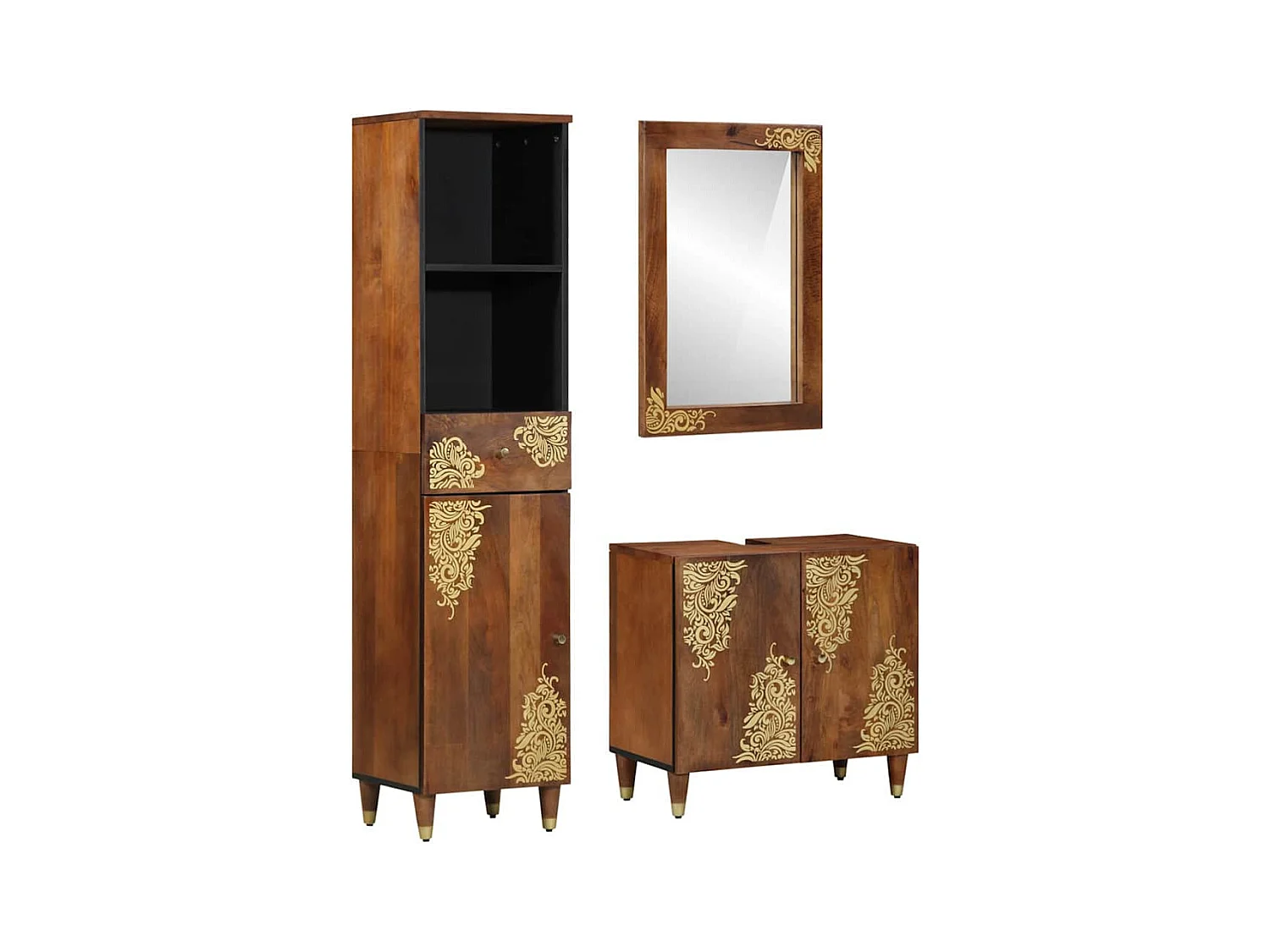 Badkamermeubelset 3-delig Bruin 62 x 33 x 58 cm