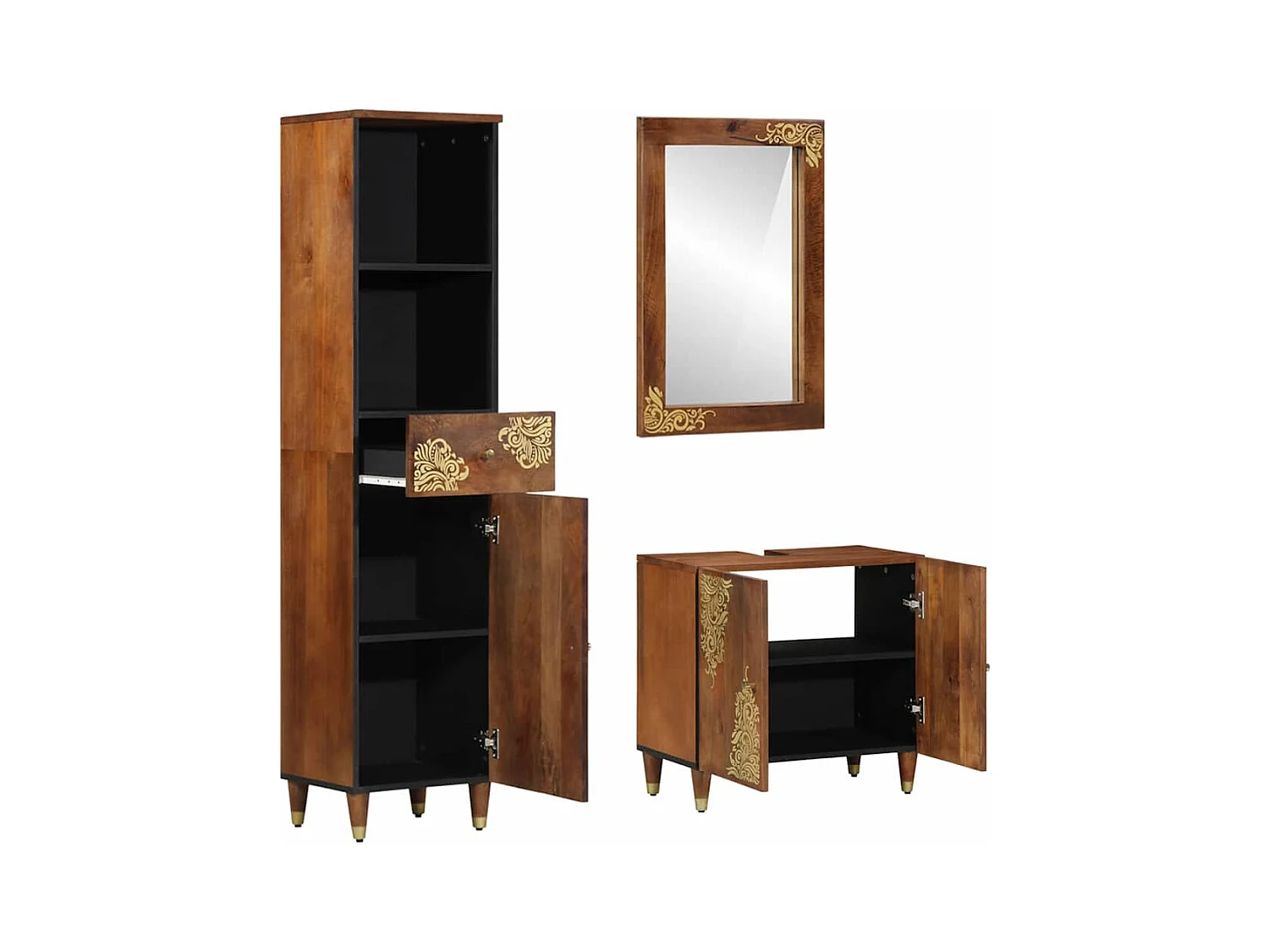 Badkamermeubelset 3-delig Bruin 62 x 33 x 58 cm