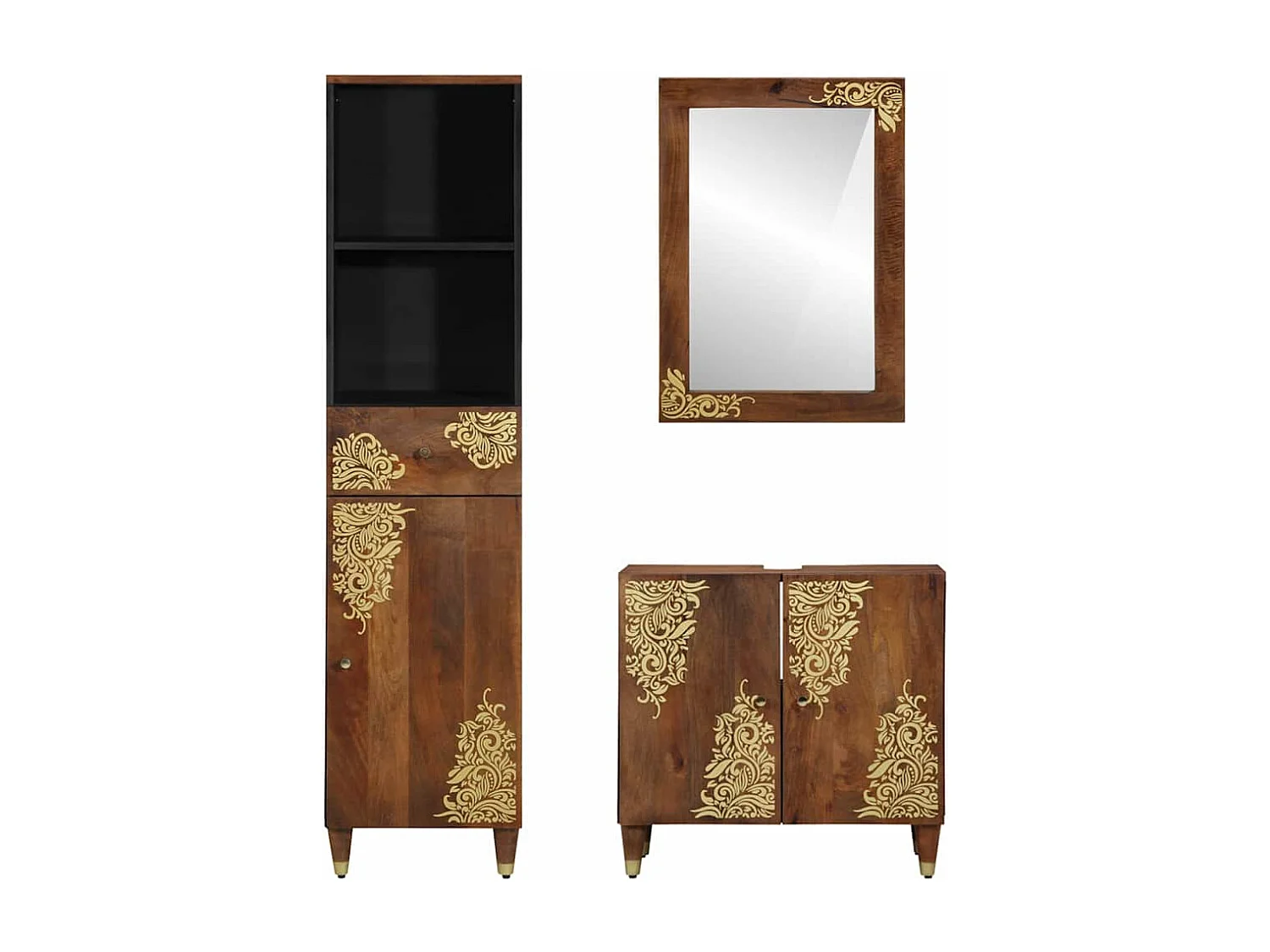 Set de meubles de salle de bain 3 pcs Marron 62 x 33 x 58 cm