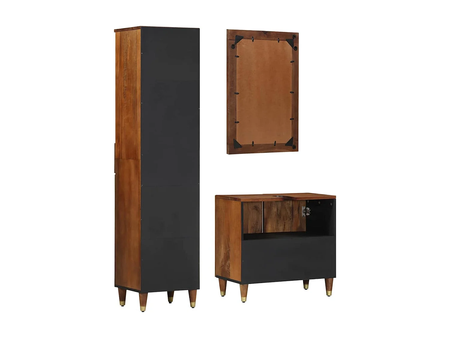 Set de meubles de salle de bain 3 pcs Marron 62 x 33 x 58 cm