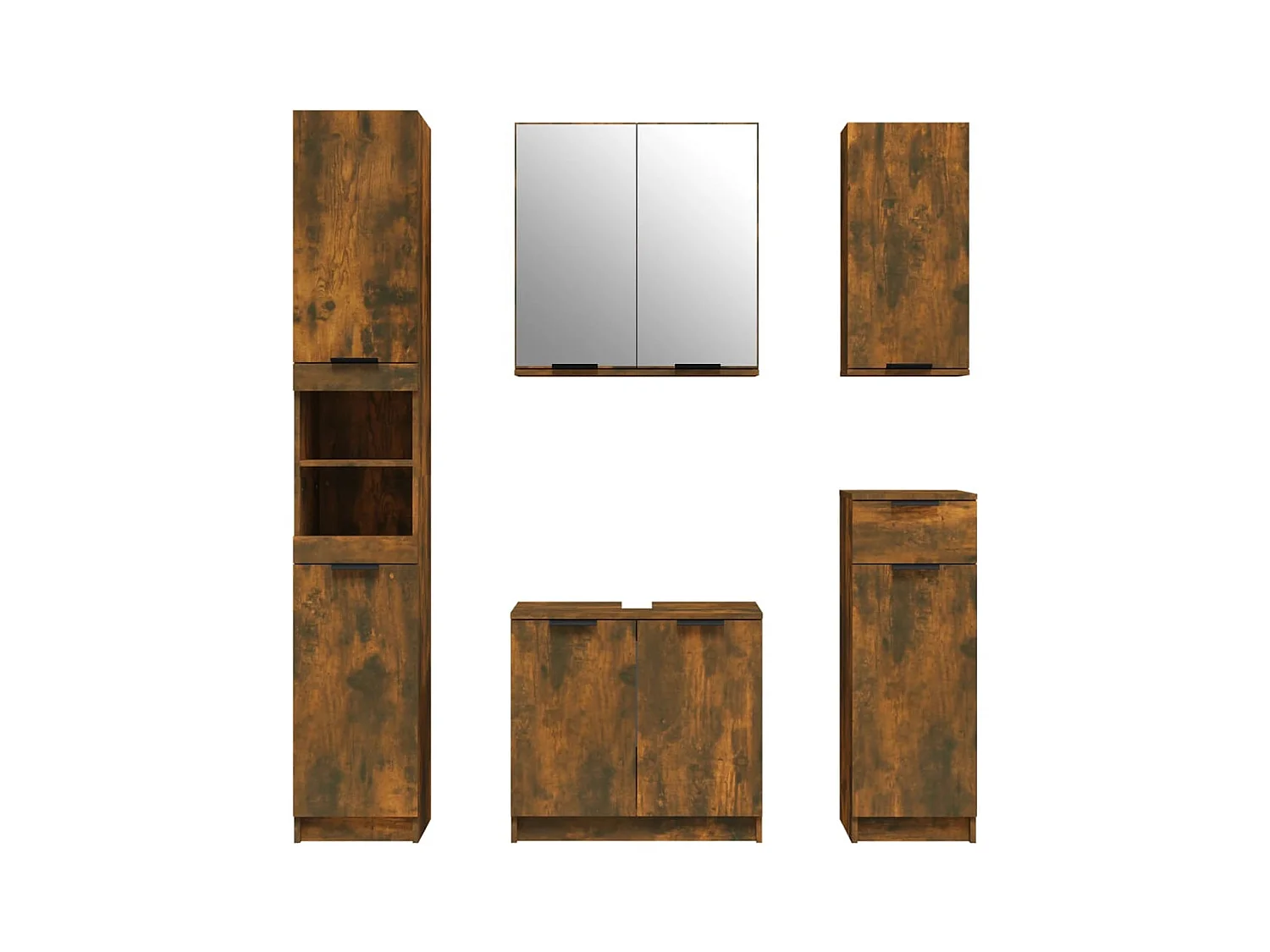 5-delige badkamermeubelset Gerookt Eikenhout