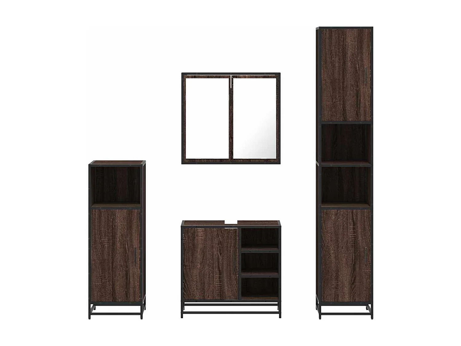 Ensemble de meubles de salle de bain 4 pcs chêne marron