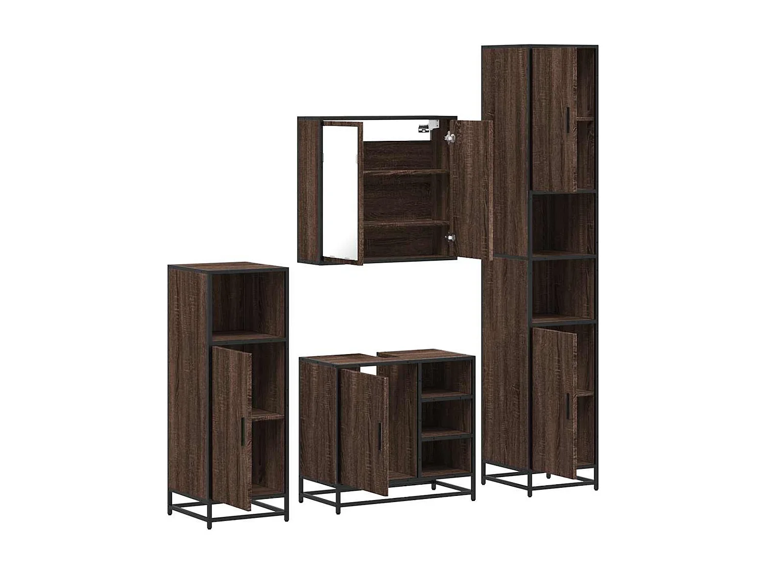Ensemble de meubles de salle de bain 4 pcs chêne marron