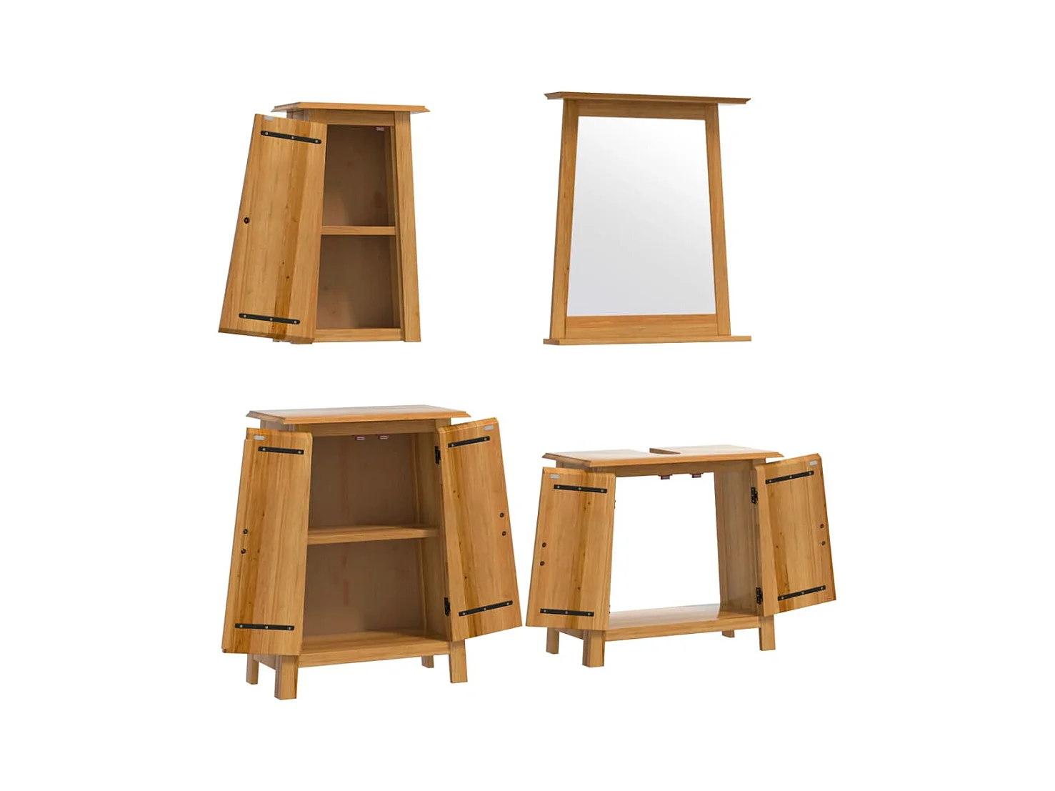 Ensemble de meubles de salle de bain 4 pcs bois de pin massif