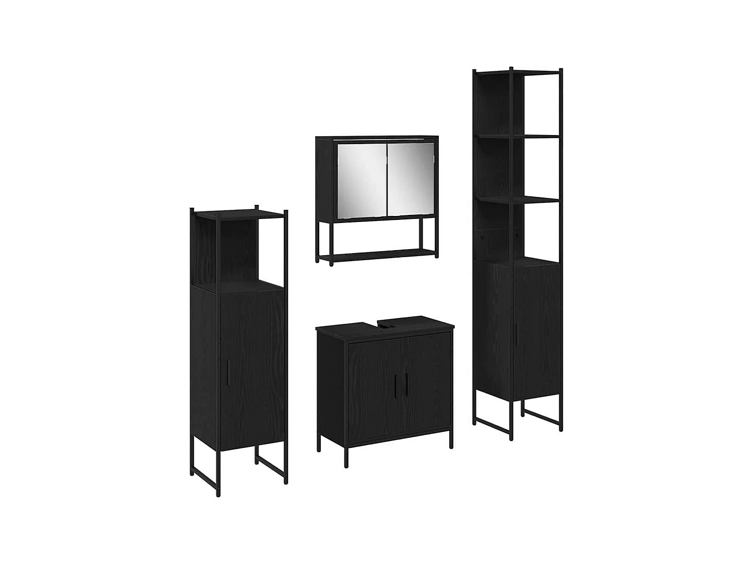 Ensemble de mobilier de salle de bain avec stockage 4 pcs Noir