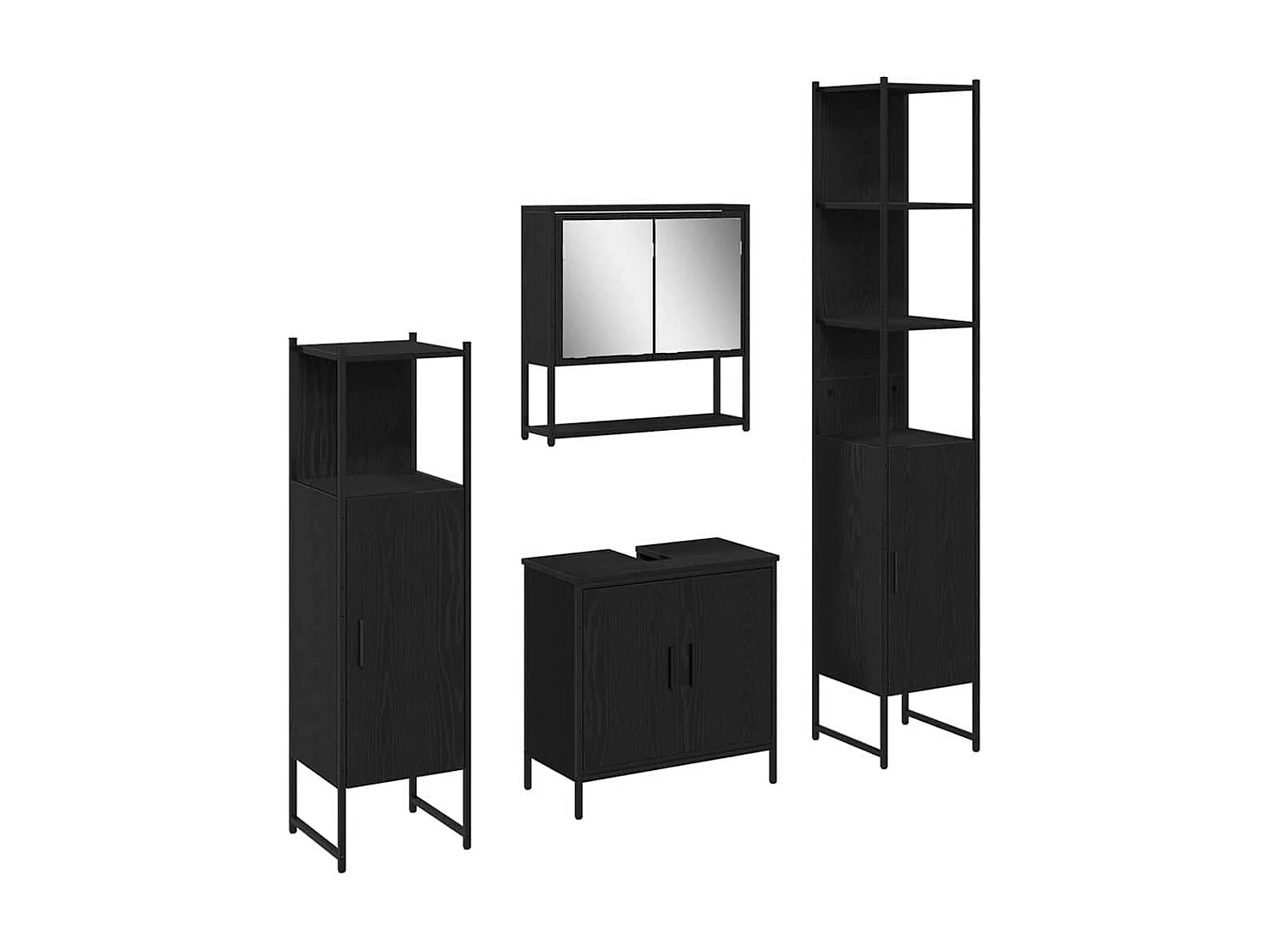 Conjunto de muebles de baño con almacenaje 4 piezas Negro