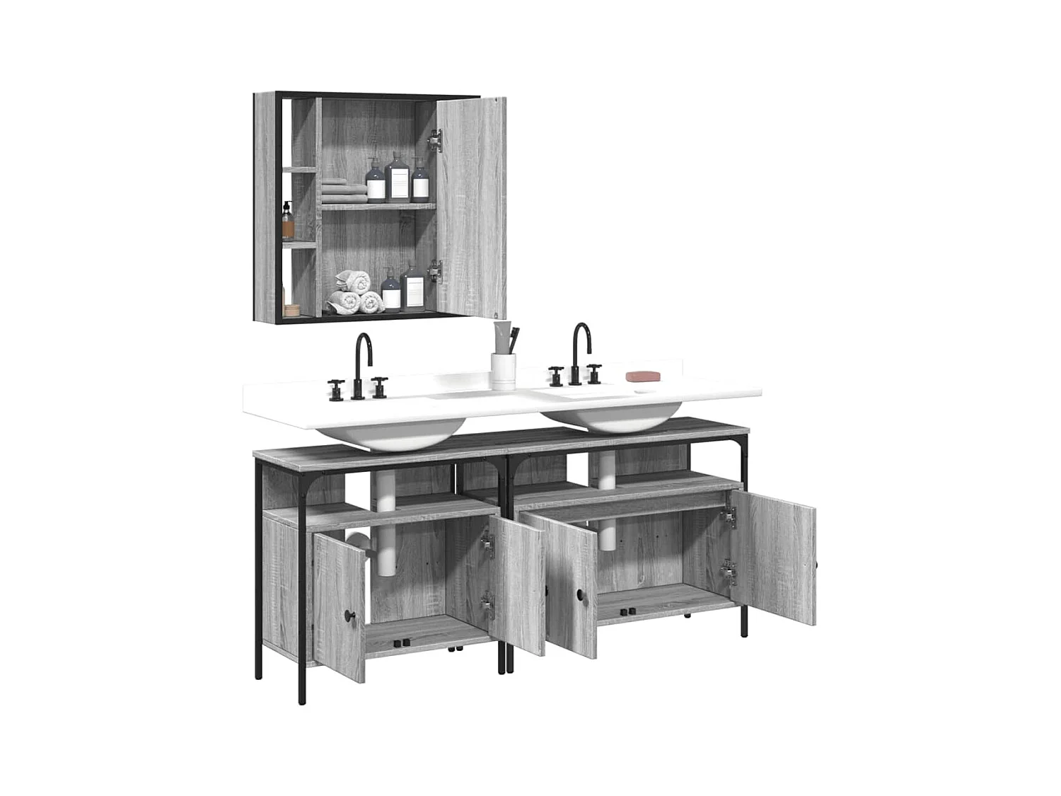 Set di mobili da bagno Sonoma Gray da 3 pezzi
