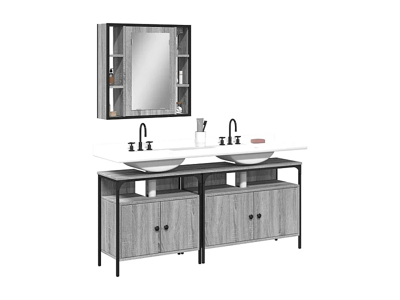 Ensemble d'armoires de salle de bain 3 pcs sonoma gris