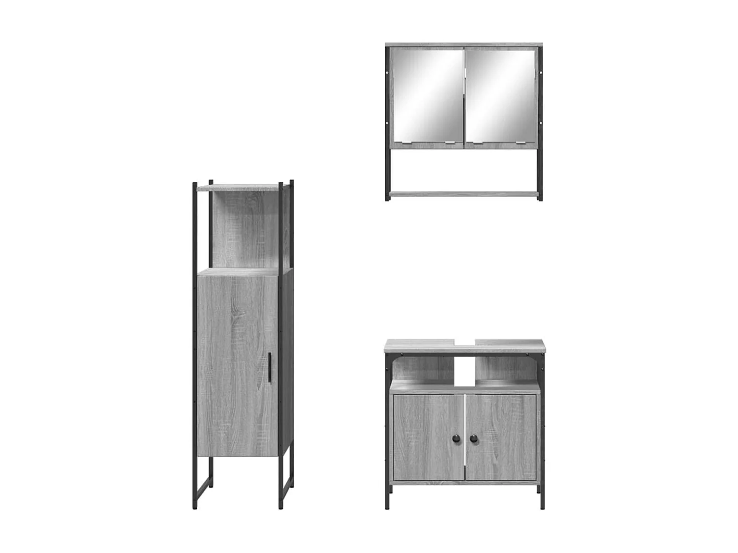 Ensemble de meubles de salle de bain 3 pcs Sonoma gris