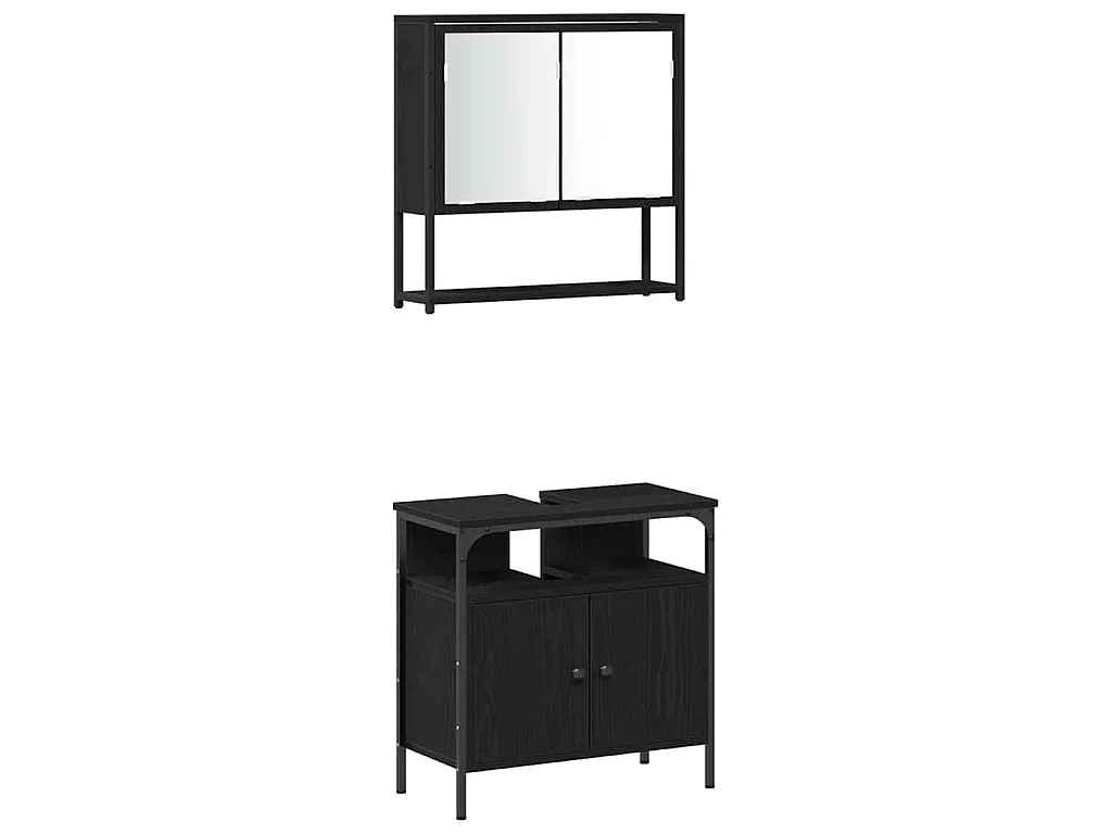 Set di mobili da bagno con contenitore 3 pezzi nero
