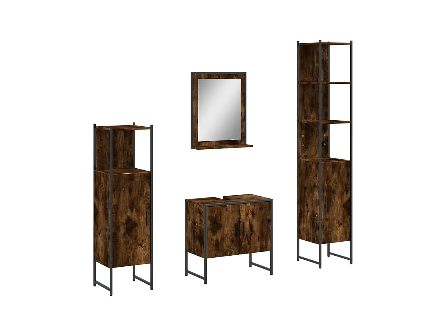 Ensemble d'armoires de salle de bain 4 pcs chêne fumé