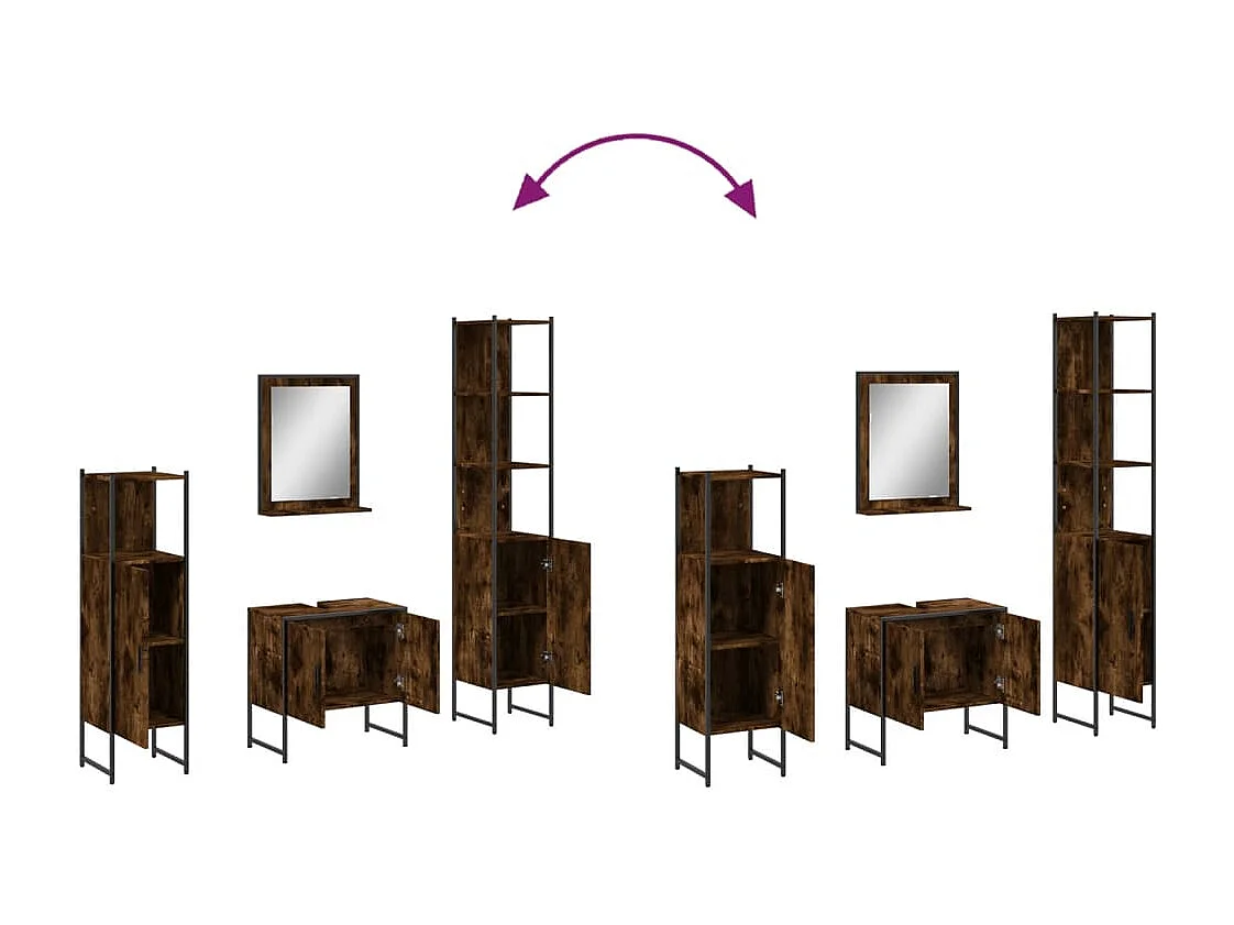 Ensemble d'armoires de salle de bain 4 pcs chêne fumé