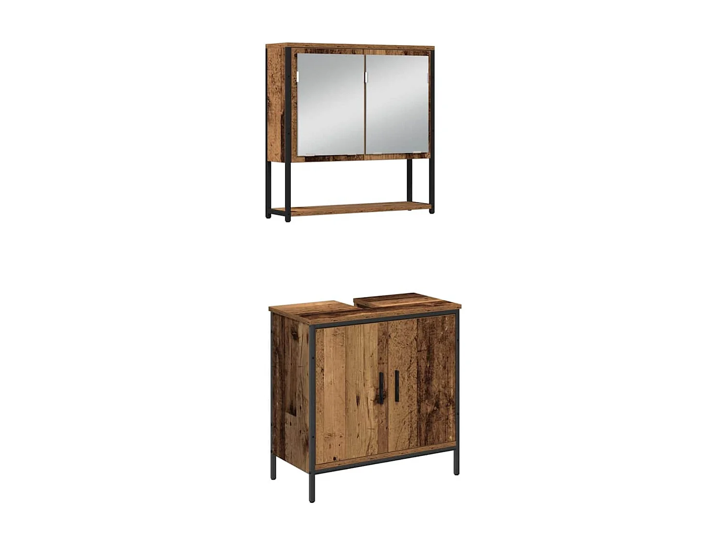 Ensemble de mobilier de salle de bain avec porte 3 pcs Marron