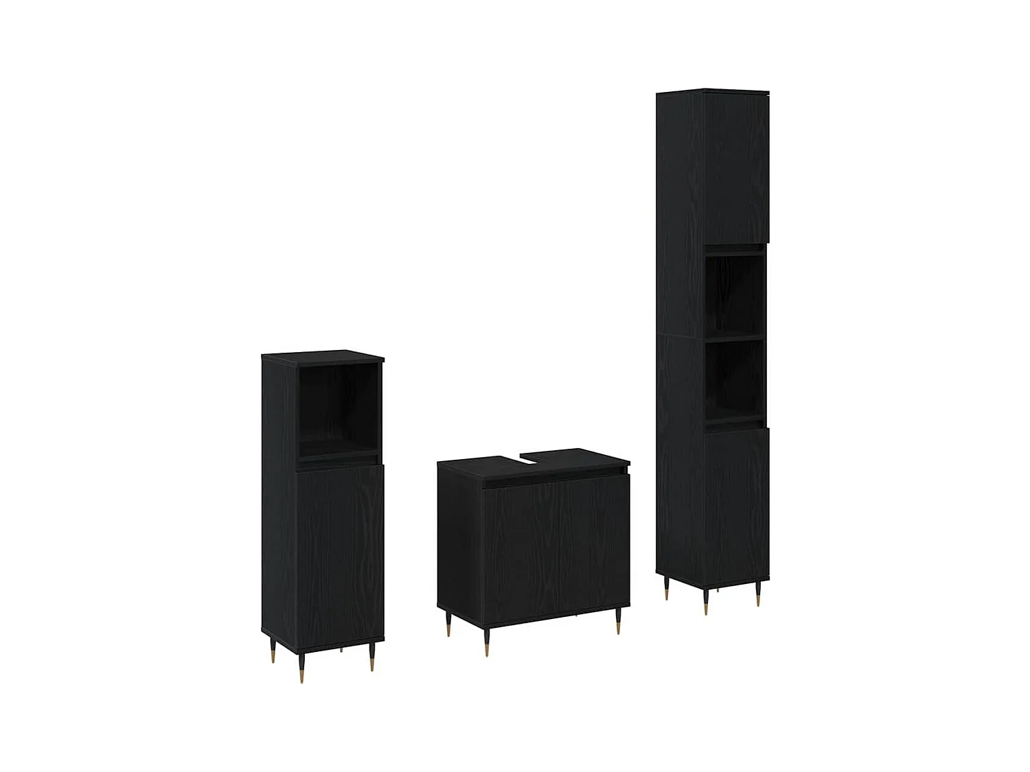 Set di mobili da bagno 3 pezzi Rovere nero