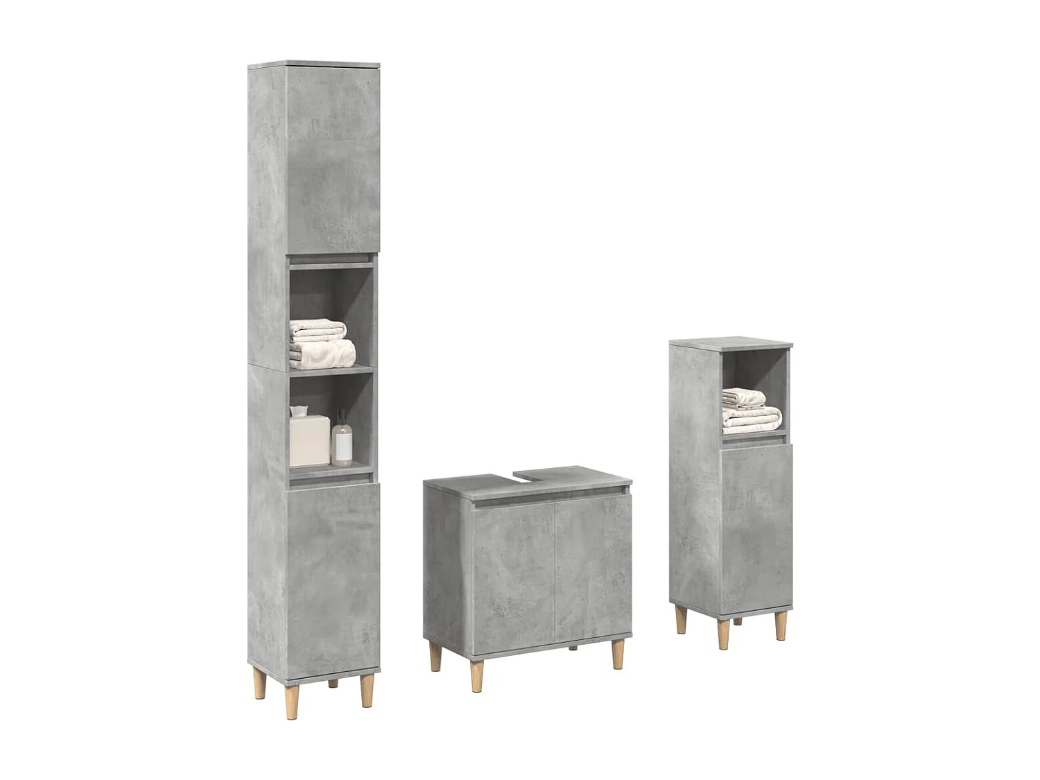 Ensemble de meubles de salle de bain 3 pcs gris béton