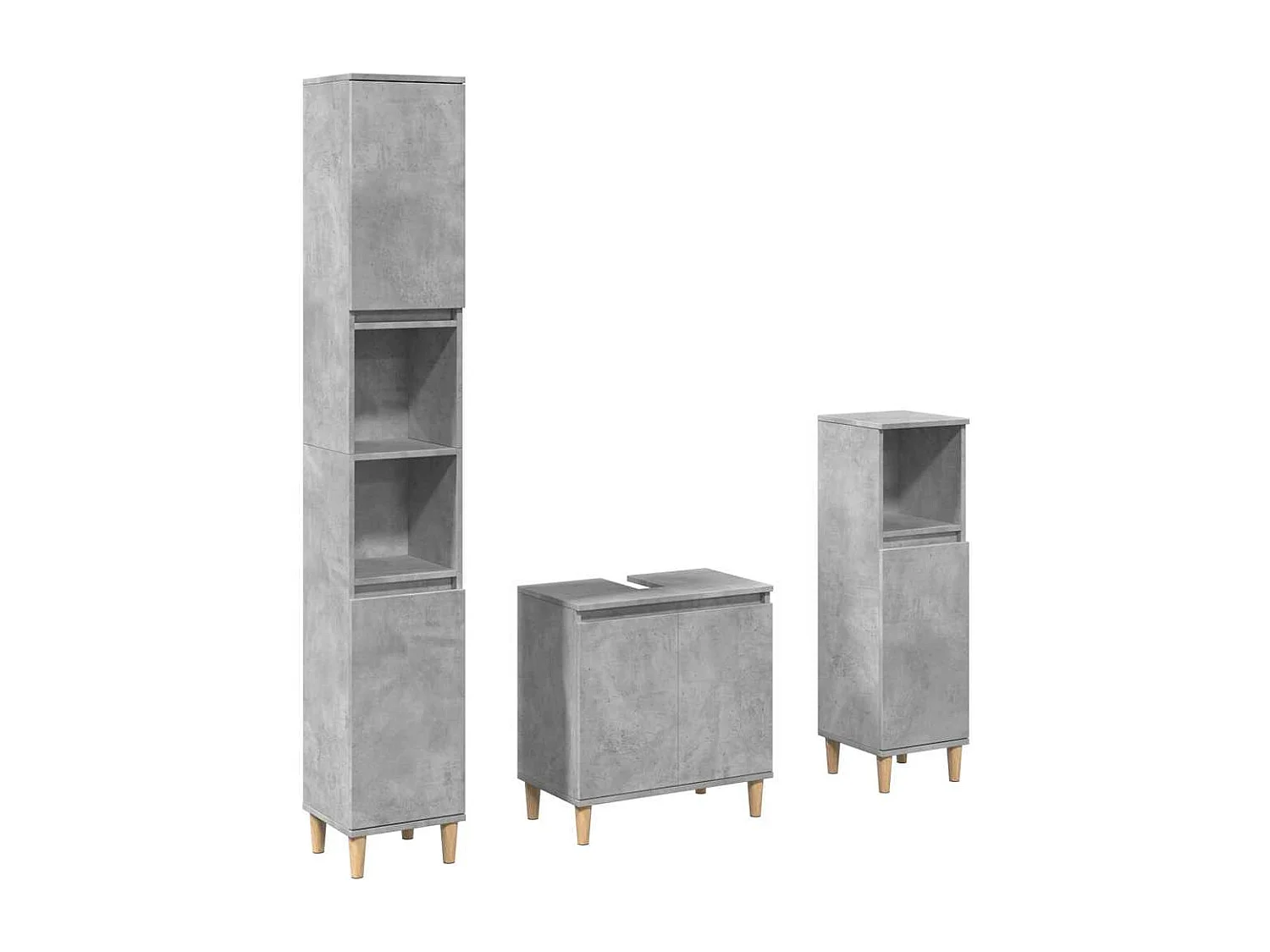 Ensemble de meubles de salle de bain 3 pcs gris béton