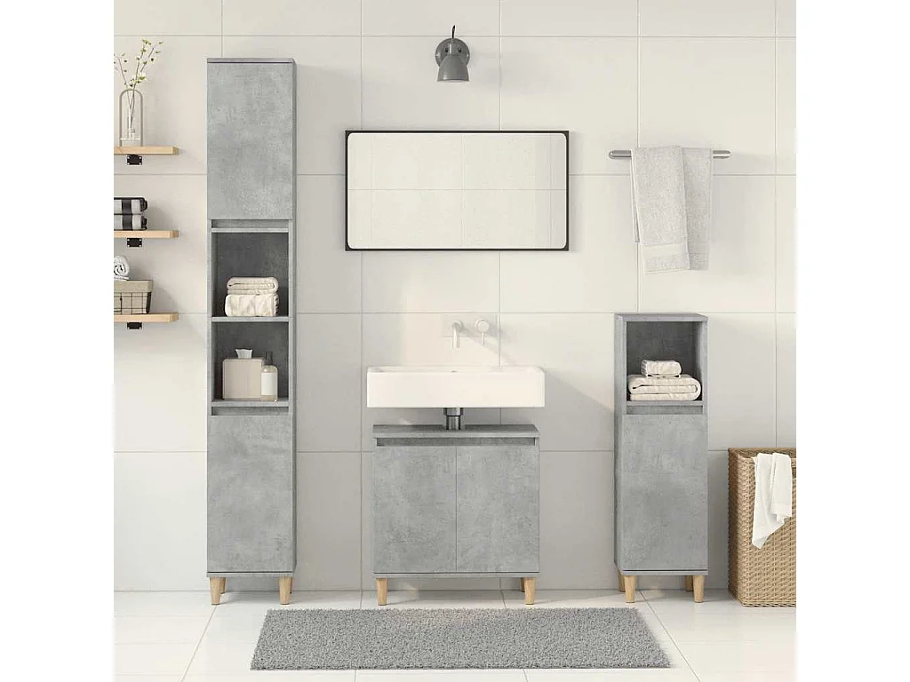 Ensemble de meubles de salle de bain 3 pcs gris béton