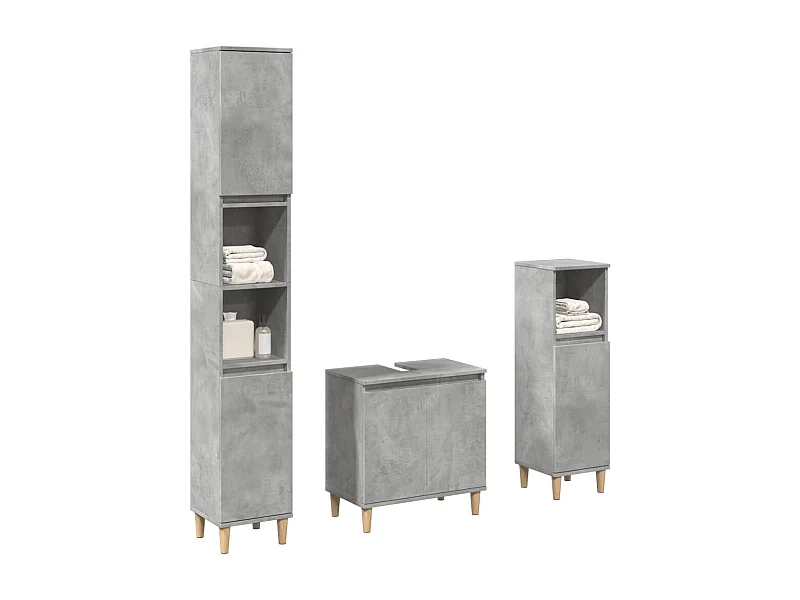 Ensemble de meubles de salle de bain 3 pcs gris béton