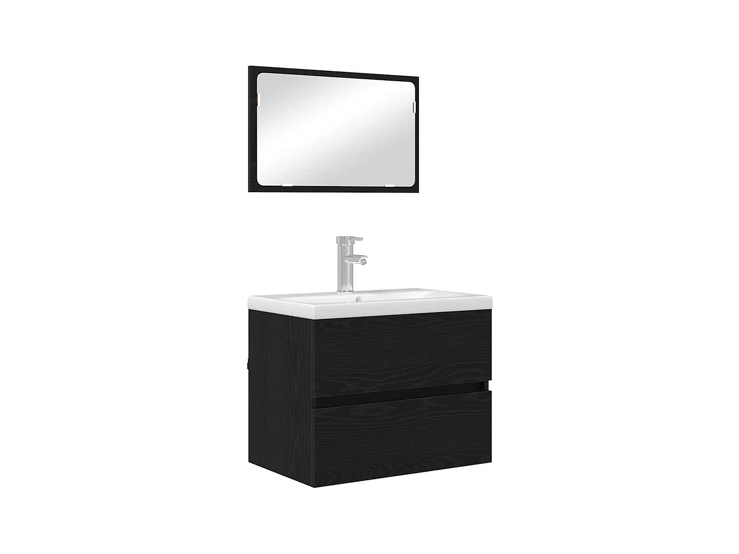 Badkamermeubelset met lade 2 stuks Zwart Eiken