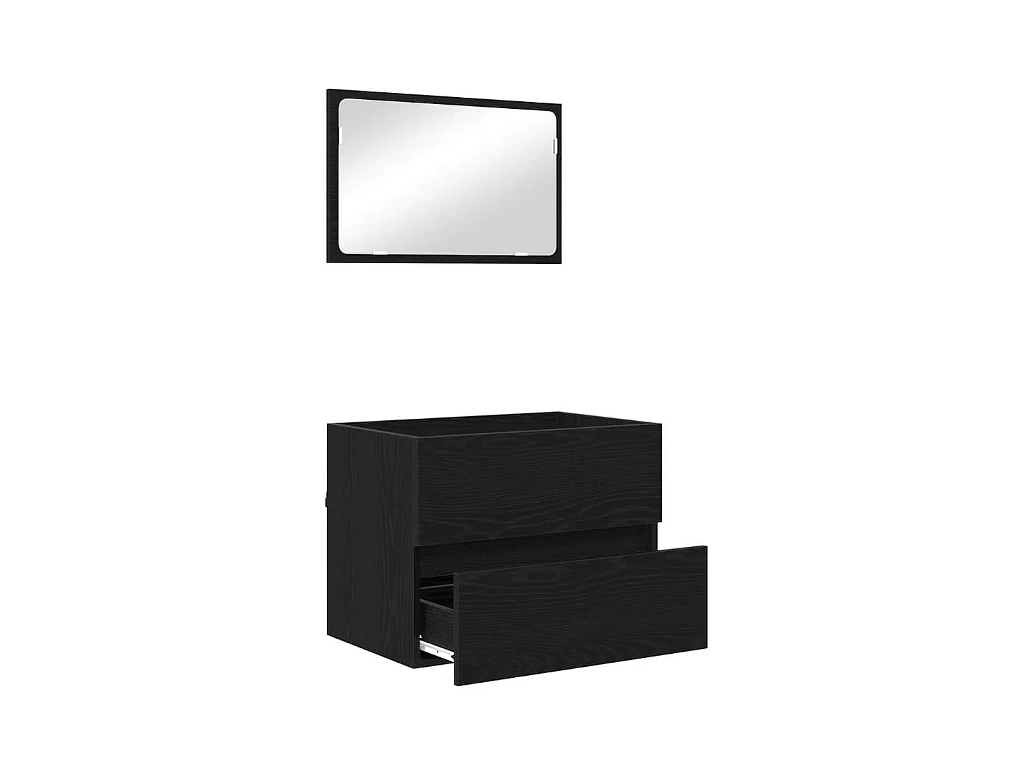 Badkamermeubelset met lade 2 stuks Zwart Eiken