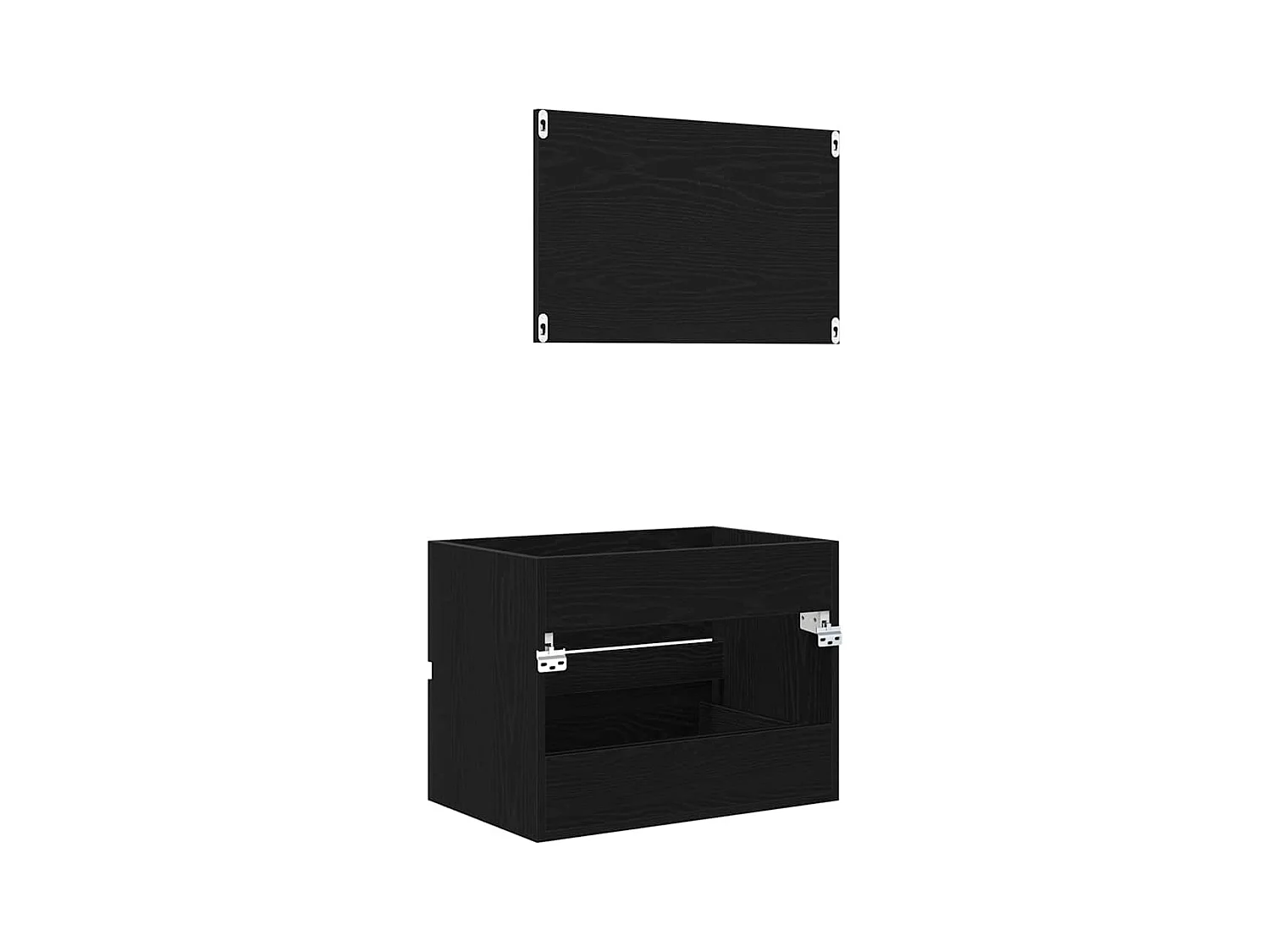 Badkamermeubelset met lade 2 stuks Zwart Eiken