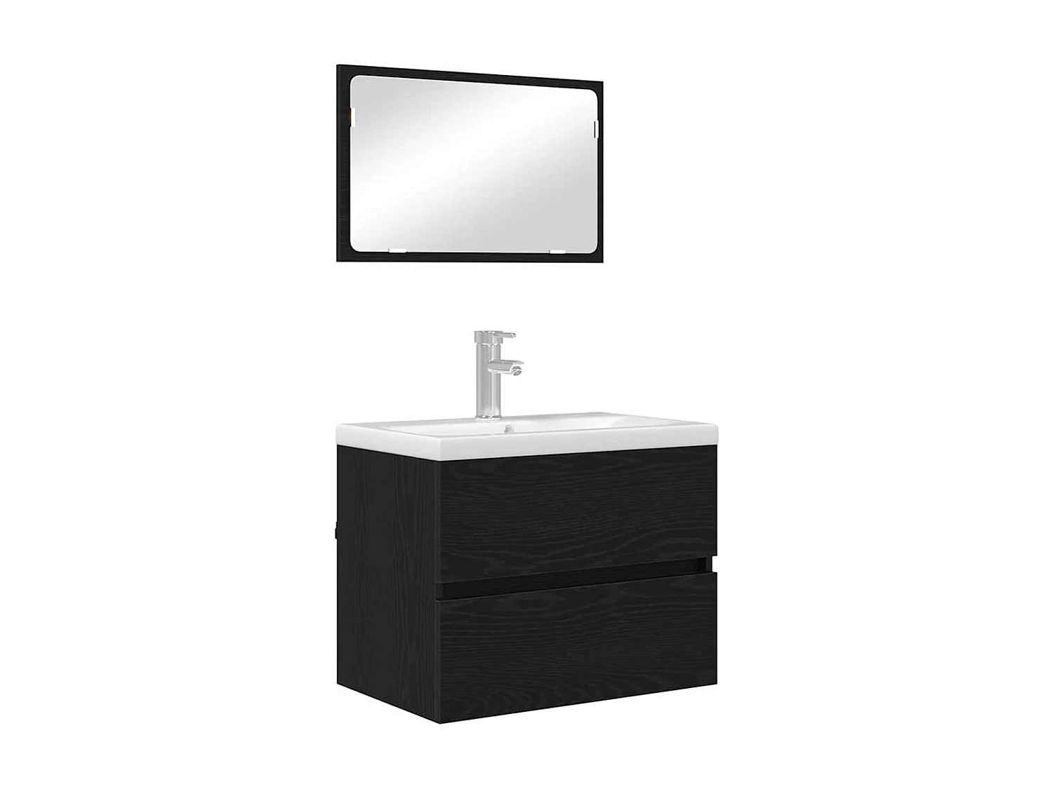 Badkamermeubelset met lade 2 stuks Zwart Eiken