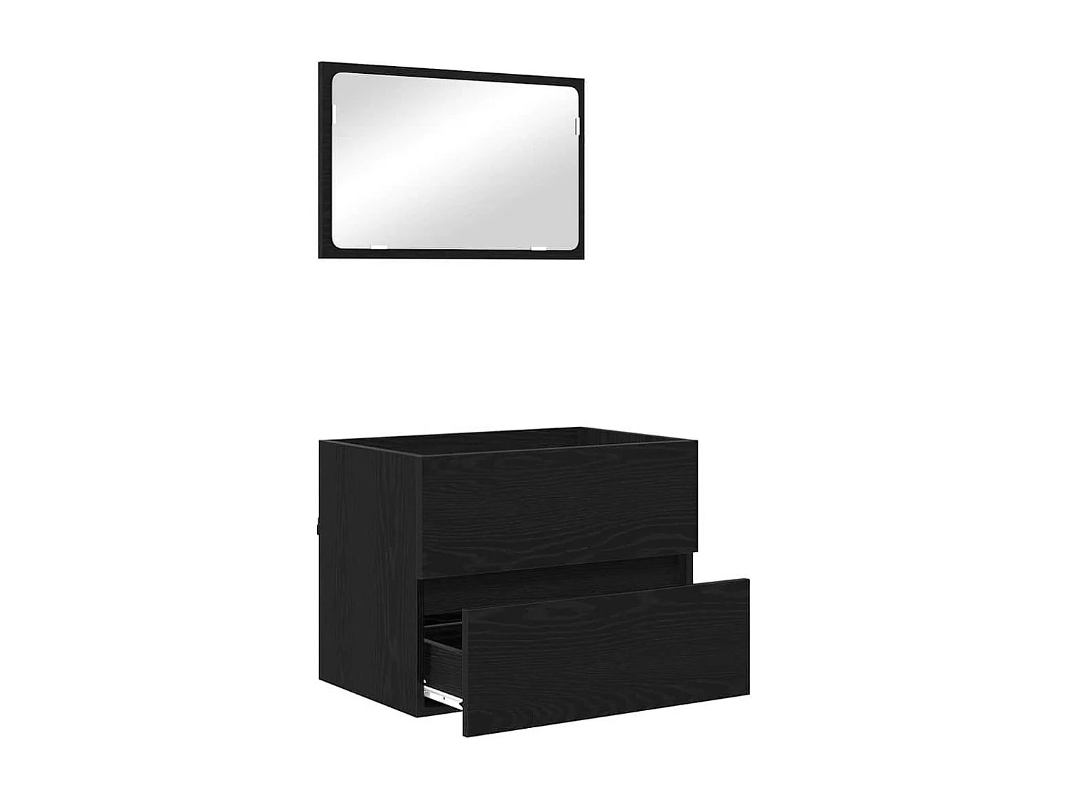 Badkamermeubelset met lade 2 stuks Zwart Eiken
