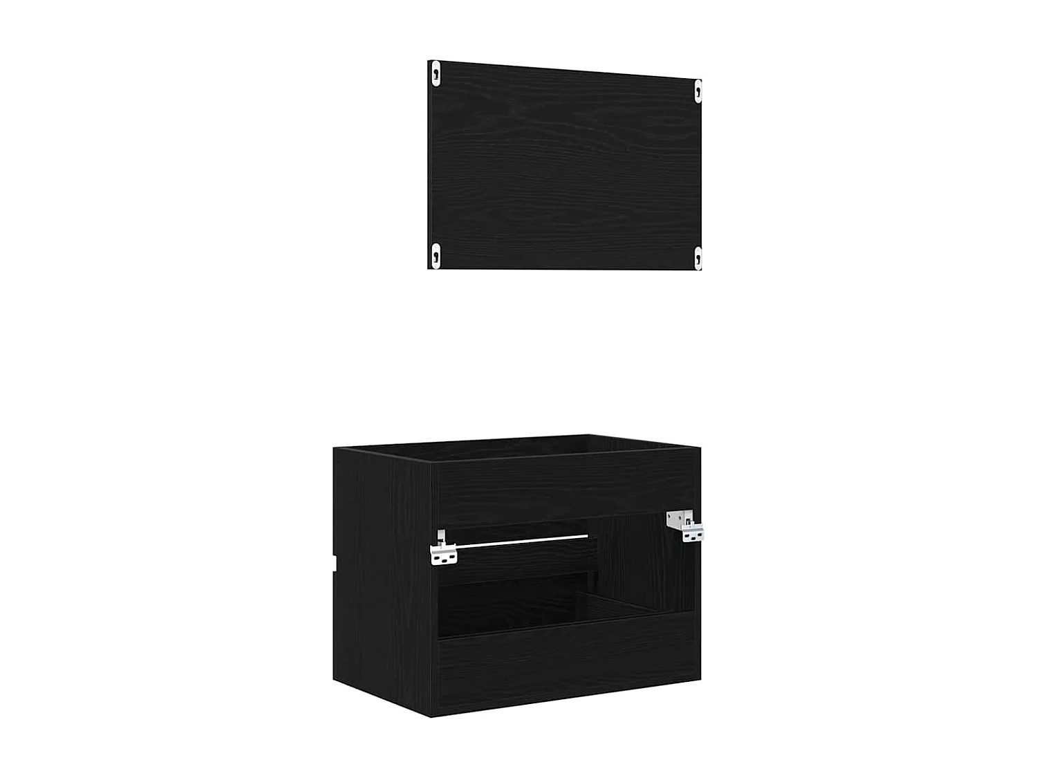 Badkamermeubelset met lade 2 stuks Zwart Eiken
