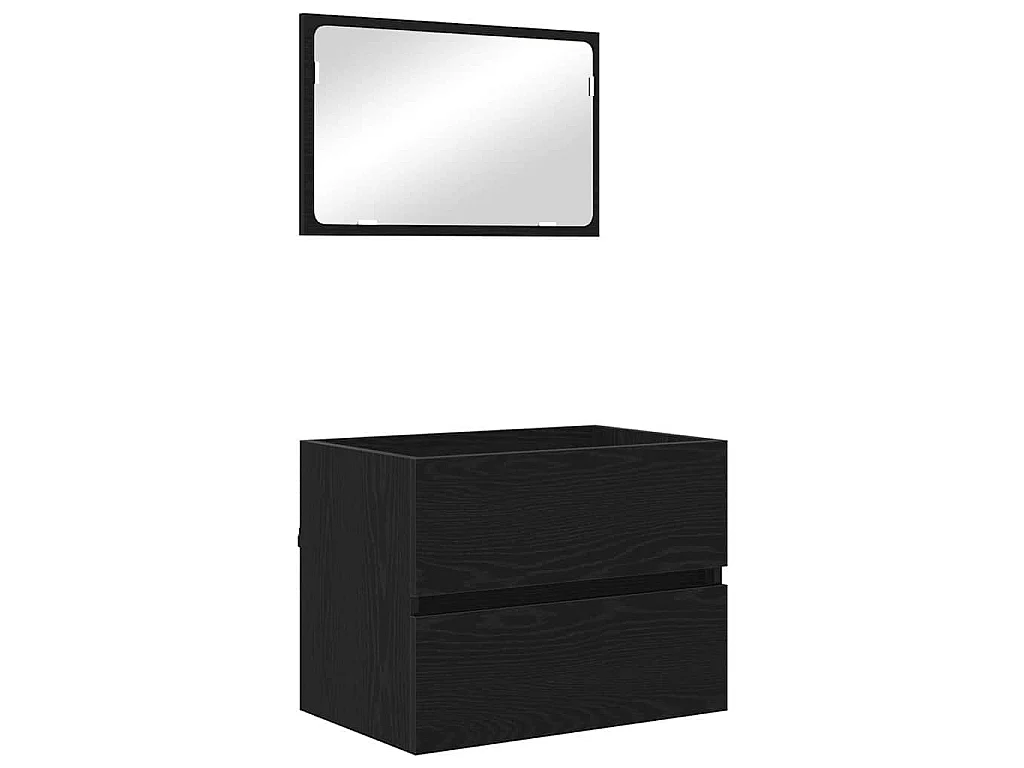 Set di mobili da bagno con cassetto 2 pezzi rovere nero