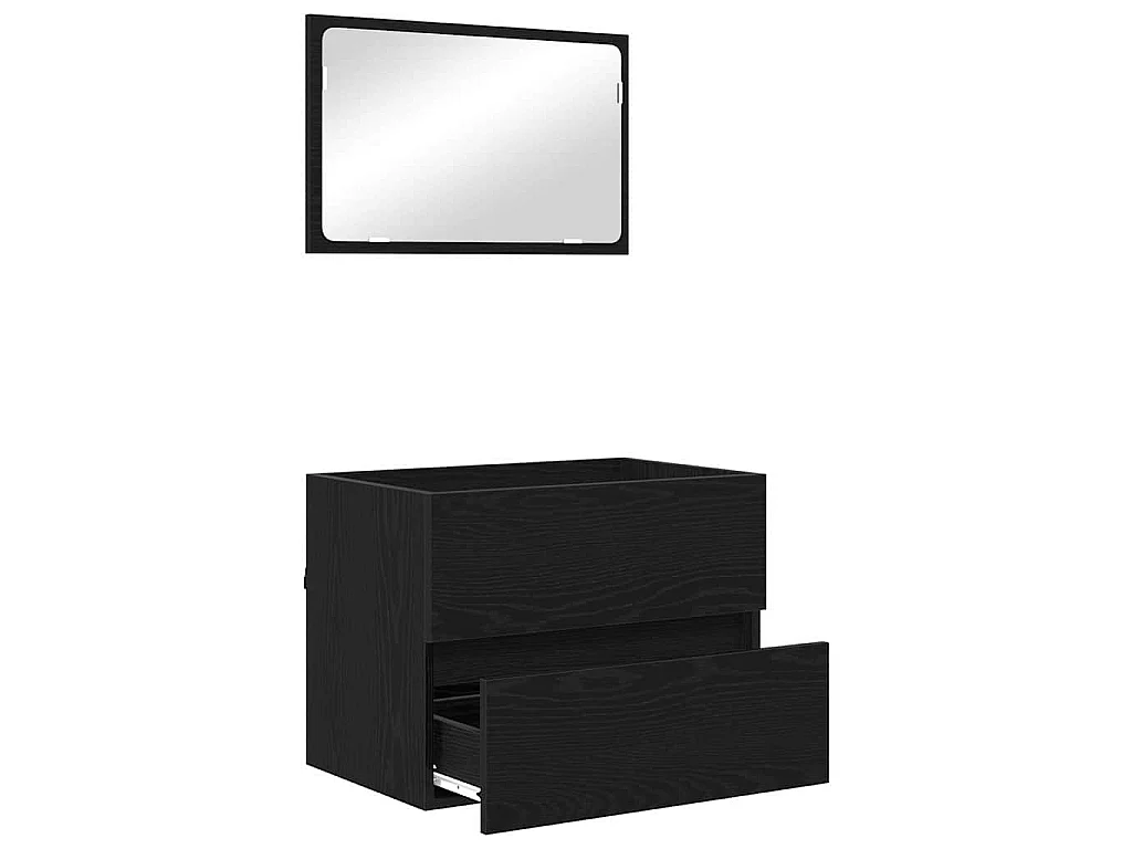 Set di mobili da bagno con cassetto 2 pezzi rovere nero