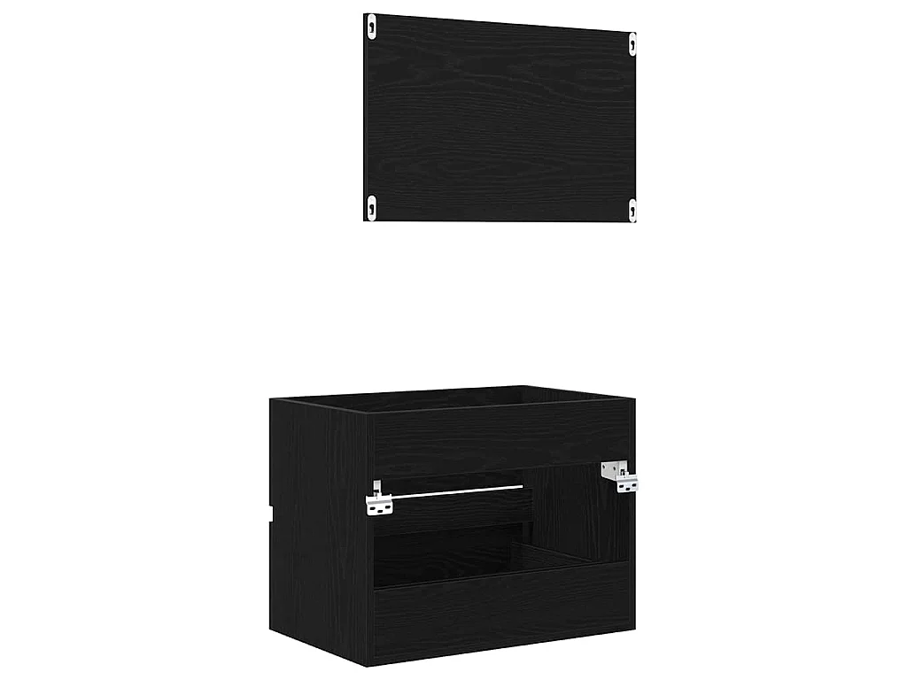Set di mobili da bagno con cassetto 2 pezzi rovere nero