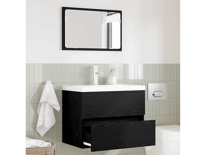 Set de Meubles de Salle de Bain avec tiroir 2 pcs Chêne noir