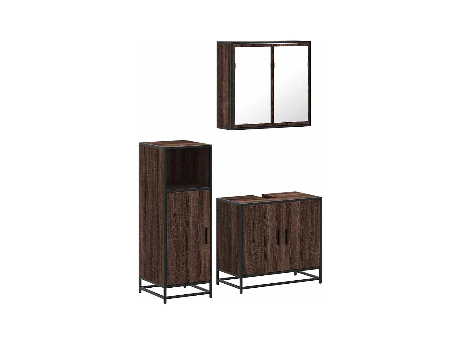 Ensemble de meubles de salle de bain 3 pcs Chêne marron
