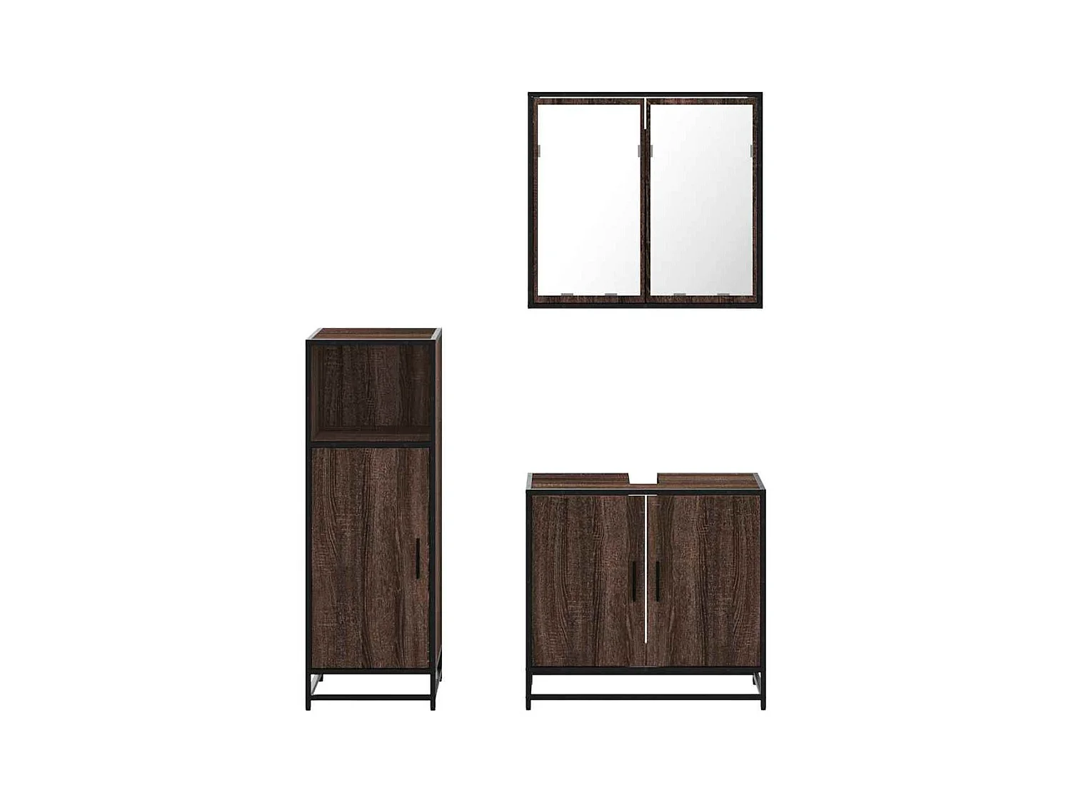 Ensemble de meubles de salle de bain 3 pcs Chêne marron