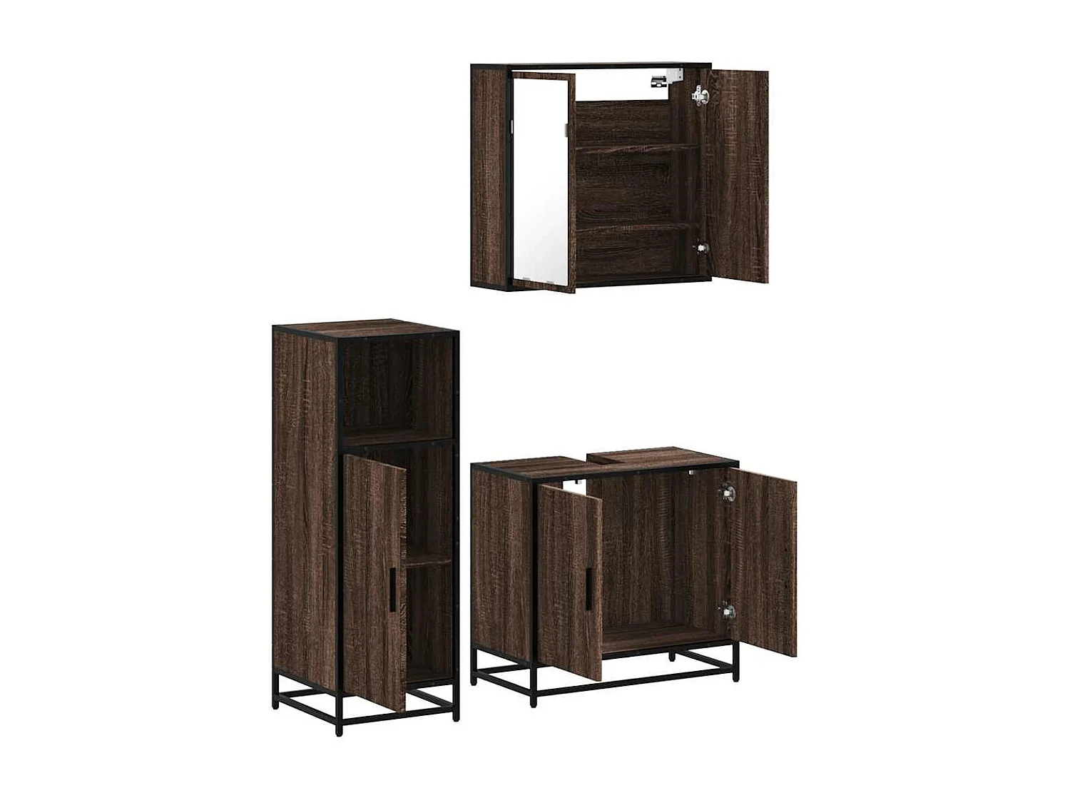 Ensemble de meubles de salle de bain 3 pcs Chêne marron