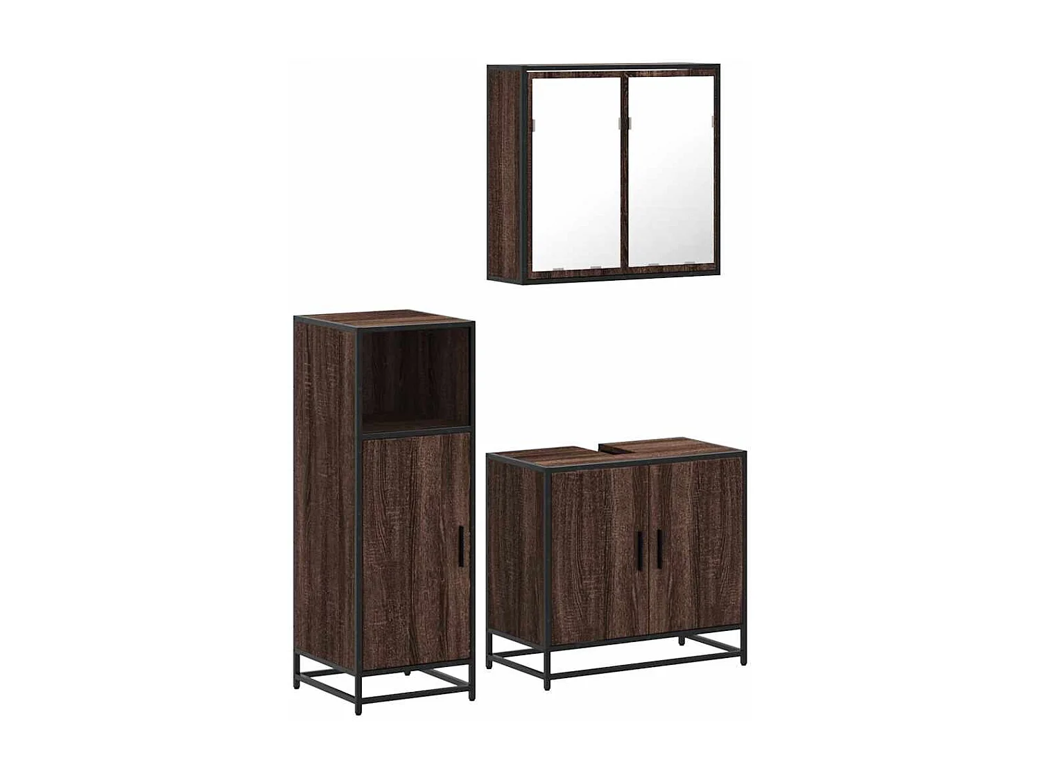 Ensemble de meubles de salle de bain 3 pcs Chêne marron
