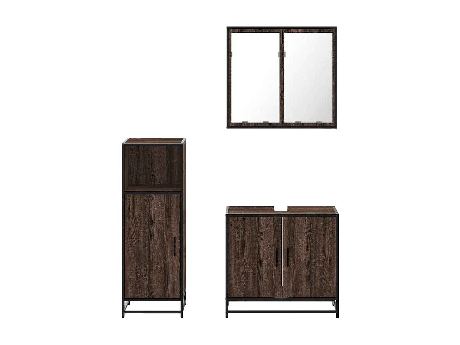 Ensemble de meubles de salle de bain 3 pcs Chêne marron