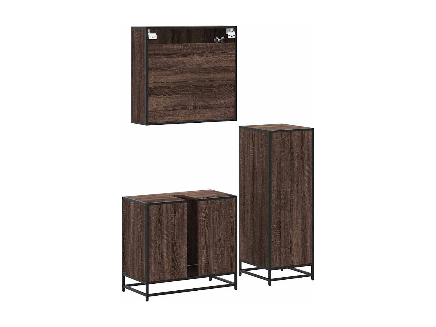 Ensemble de meubles de salle de bain 3 pcs Chêne marron