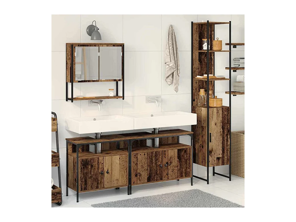 Ensemble de mobilier de salle de bain 4 pcs Bois ancien