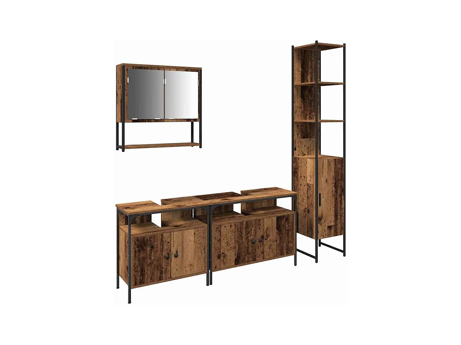 Ensemble de mobilier de salle de bain 4 pcs Bois ancien