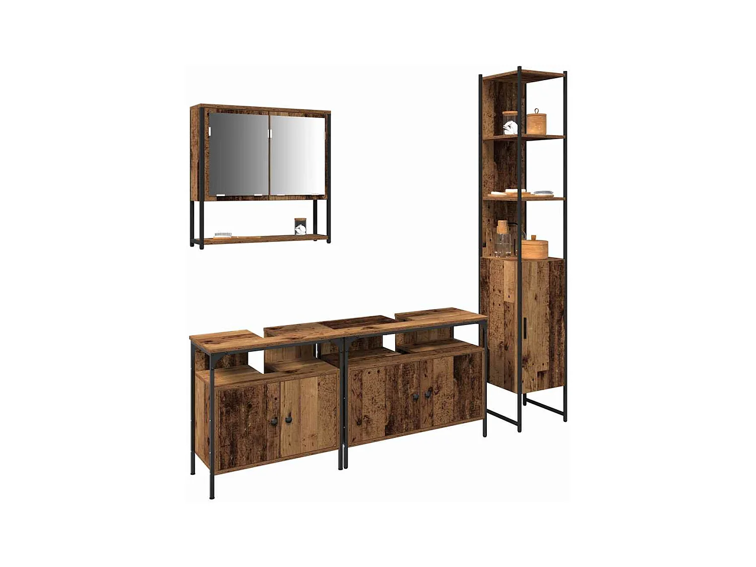 Ensemble de mobilier de salle de bain 4 pcs Bois ancien