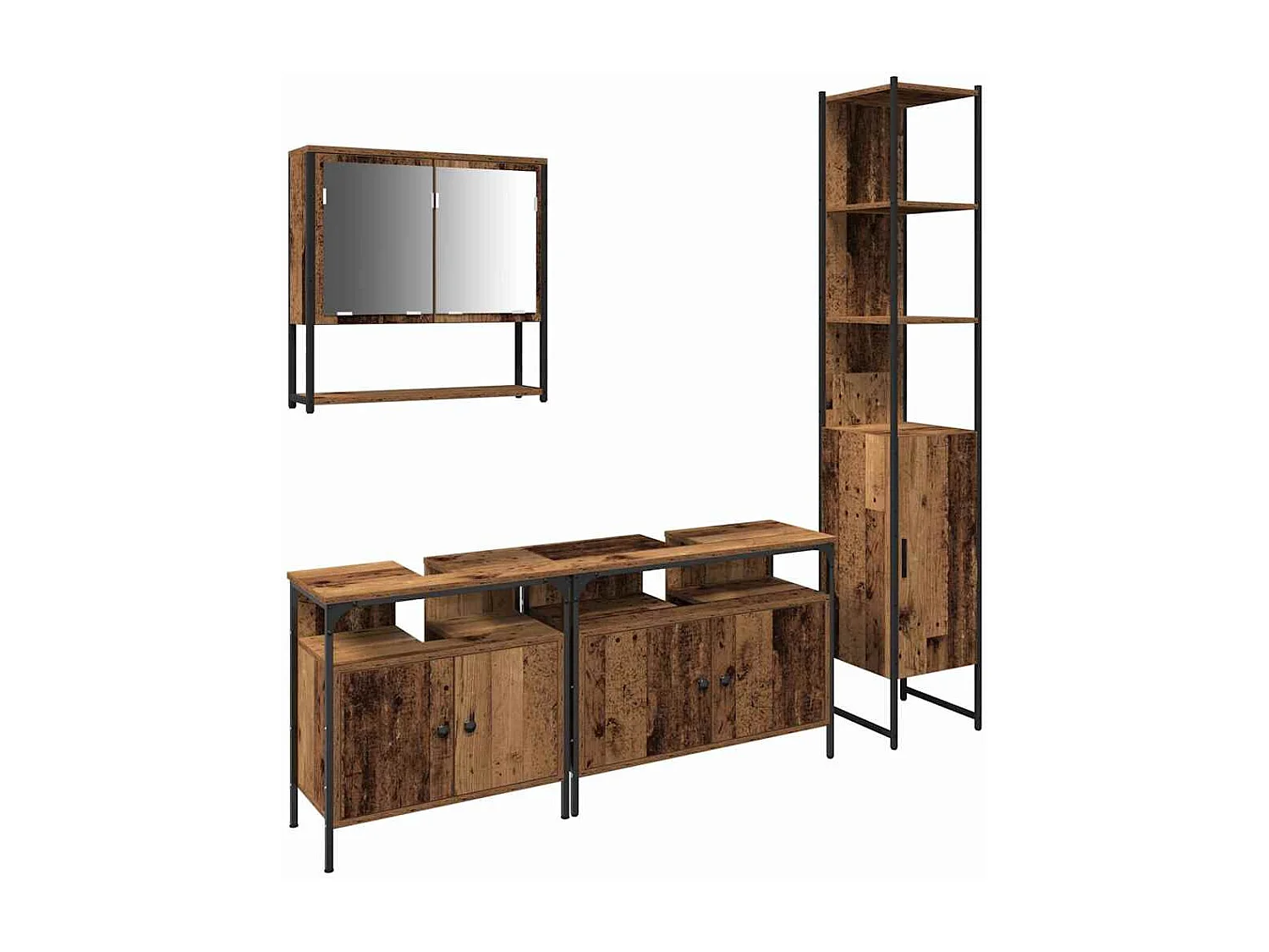 Ensemble de mobilier de salle de bain 4 pcs Bois ancien