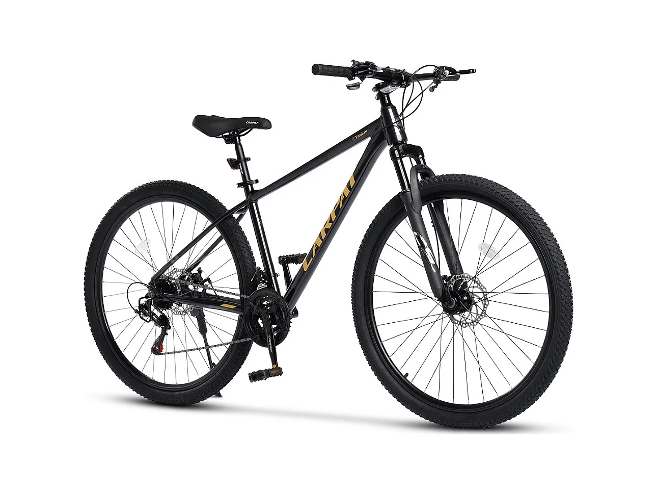 VTT Hardtail 29 pouces avec suspension 100mm, cadre en alliage d'aluminium, transmission 21 vitesses, freins à disque mécaniques, noir (145x74x19.5cm)