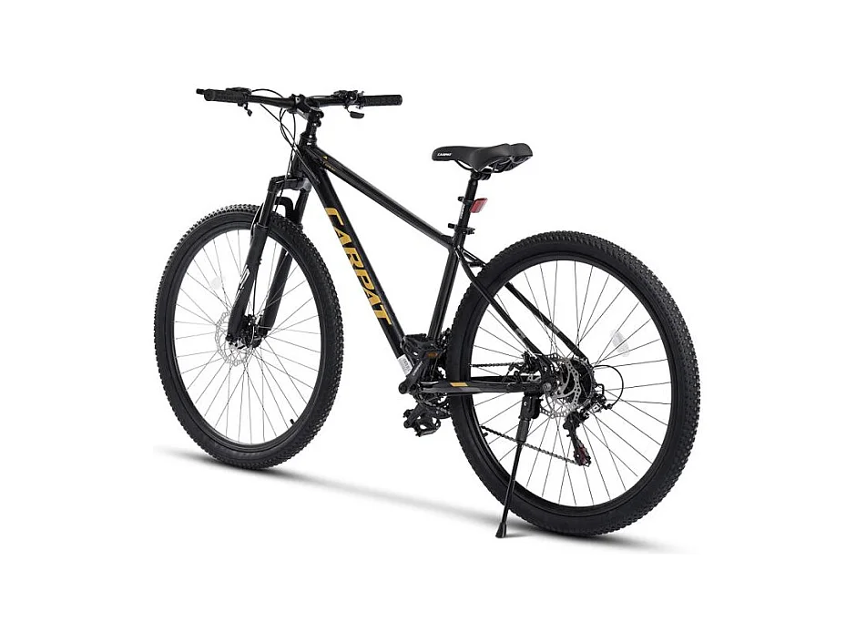 VTT Hardtail 29 pouces avec suspension 100mm, cadre en alliage d'aluminium, transmission 21 vitesses, freins à disque mécaniques, noir (145x74x19.5cm)