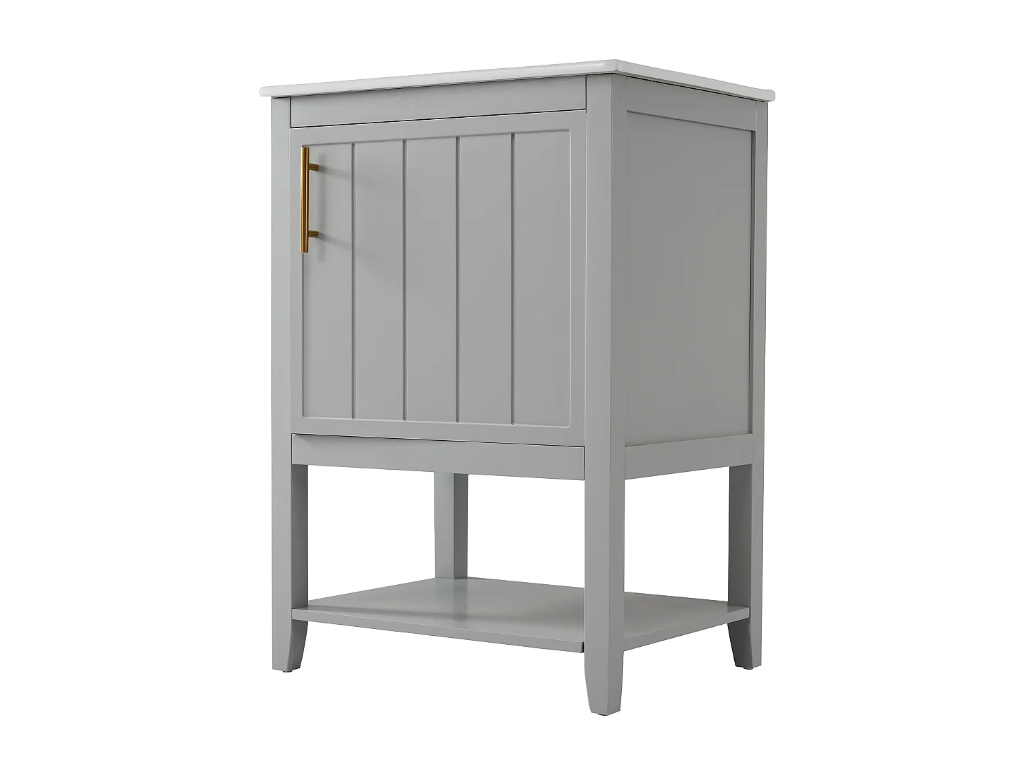 Meuble-lavabo avec vasque en céramique, design moderne, MDF, gris clair, avec tablette (61x47x87cm)