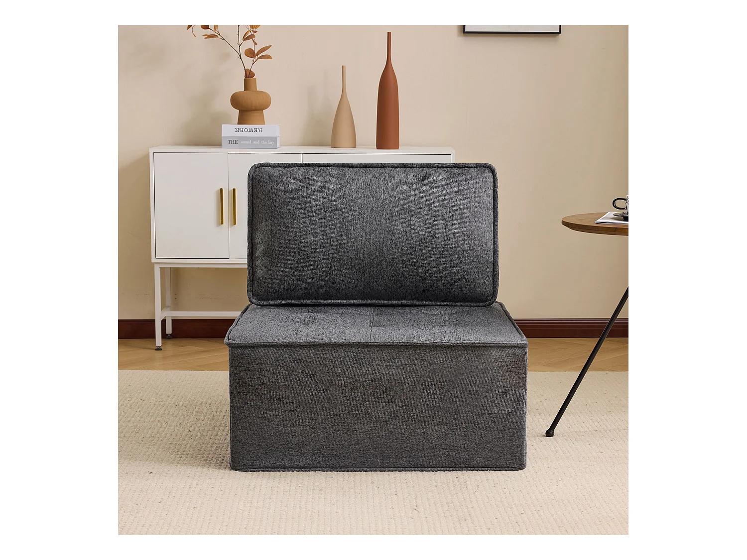 Divano angolare modulare, design compatto e confortevole, compensato, grigio scuro (81x81x81 cm)