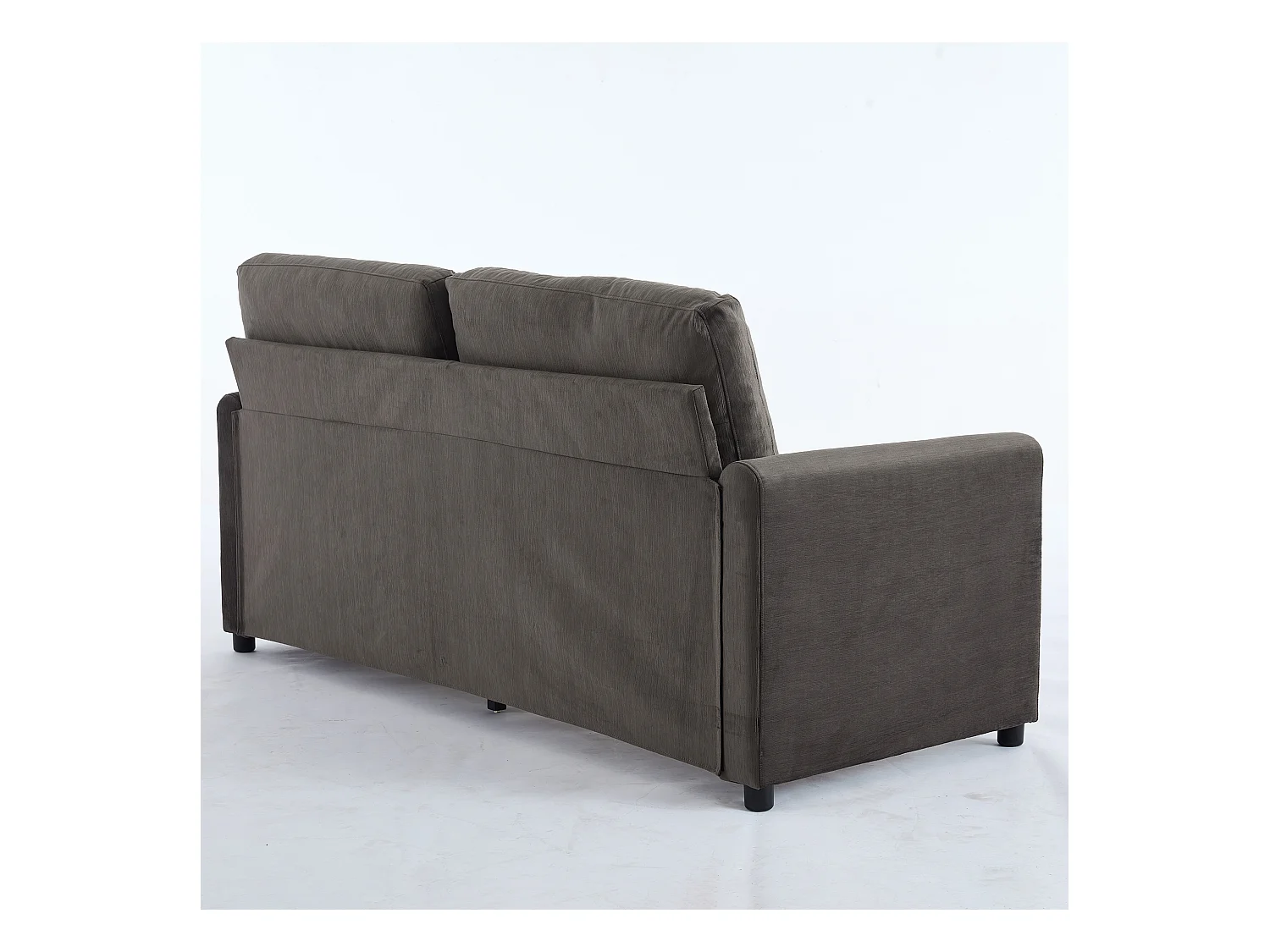 Divano 2 posti grigio scuro con contenitore integrato, tessuto in poliestere, struttura in legno (184x83x92 cm)