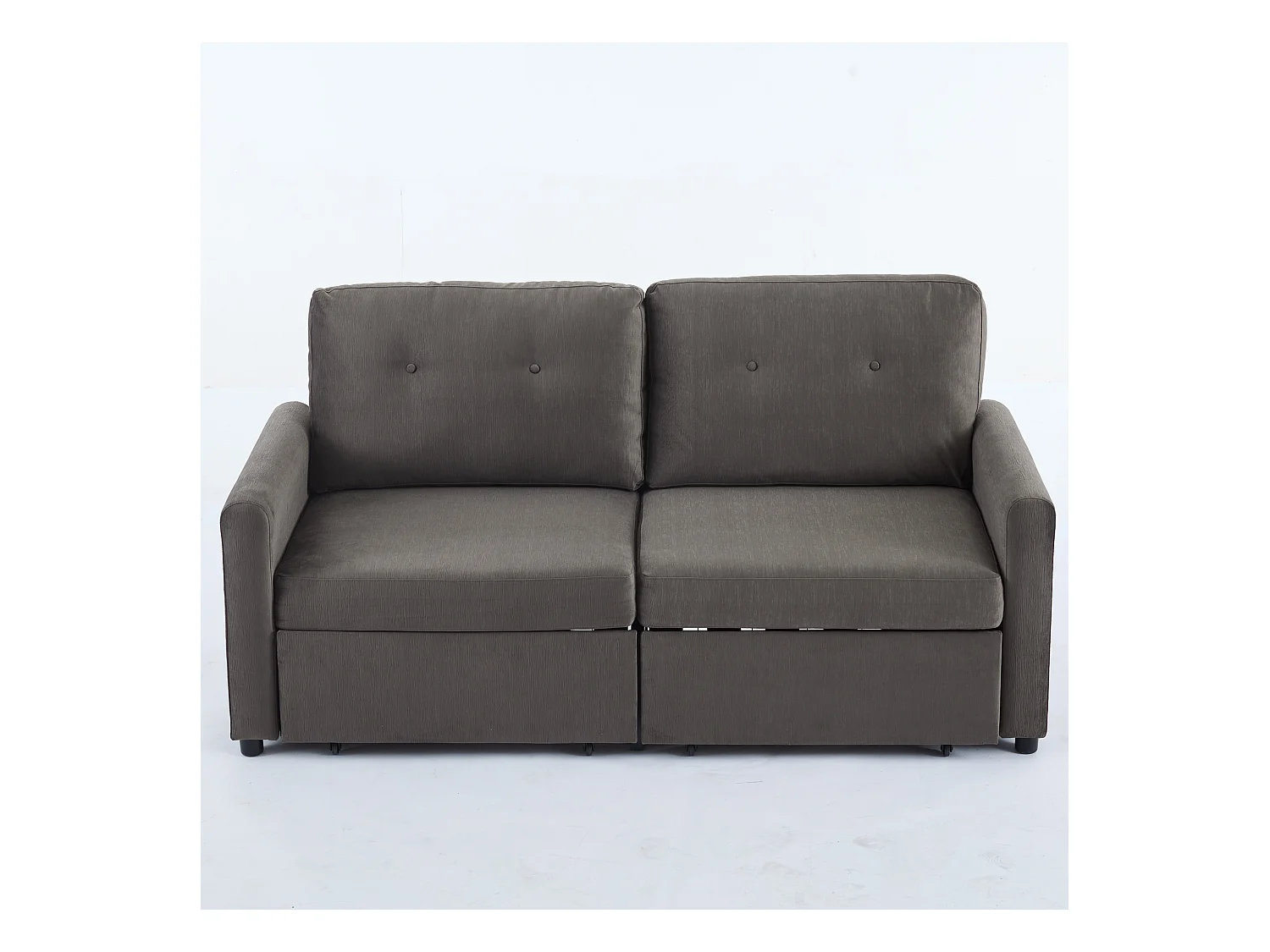Canapé 2 places gris foncé avec rangement intégré, tissu polyester, structure en bois (184x83x92 cm)