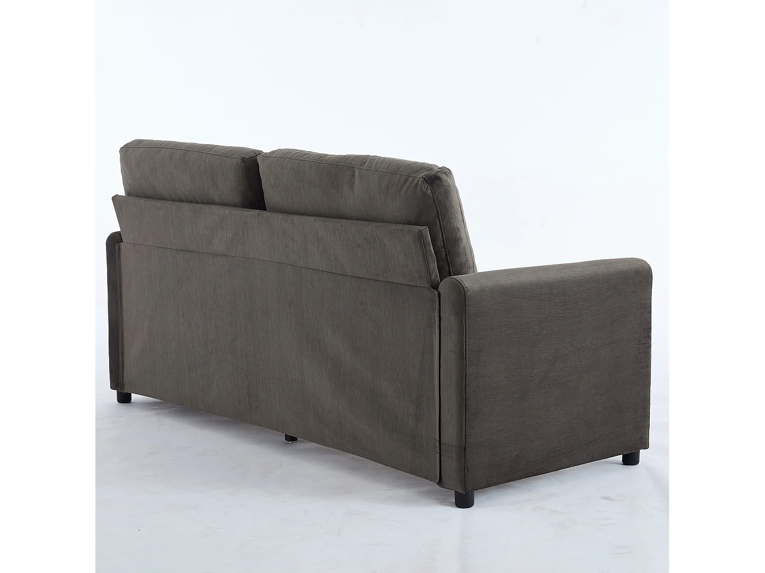 Canapé 2 places gris foncé avec rangement intégré, tissu polyester, structure en bois (184x83x92 cm)