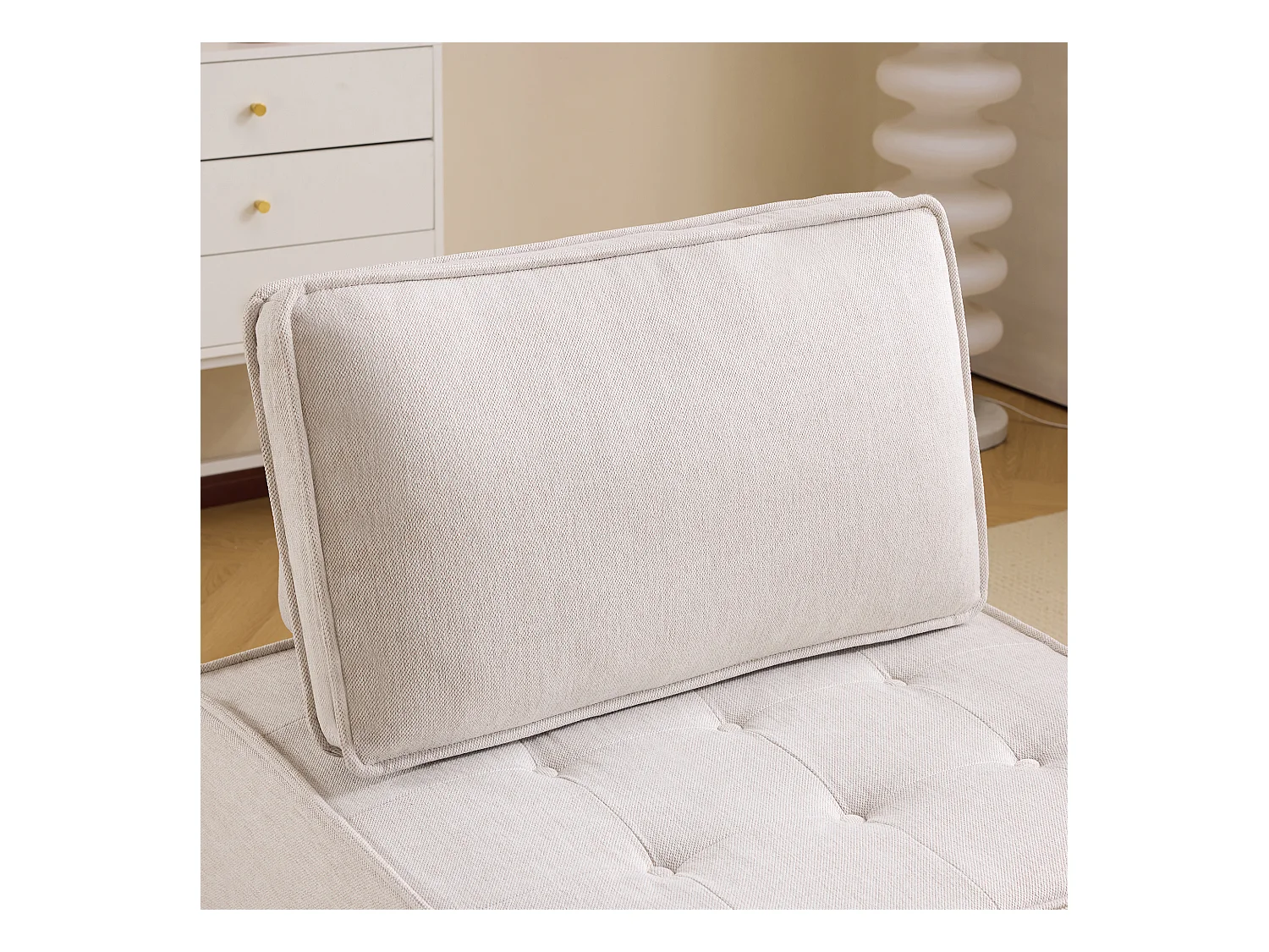 Canapé d'angle modulaire, design compact et confortable, tissu lin, beige (81x81x81 cm)